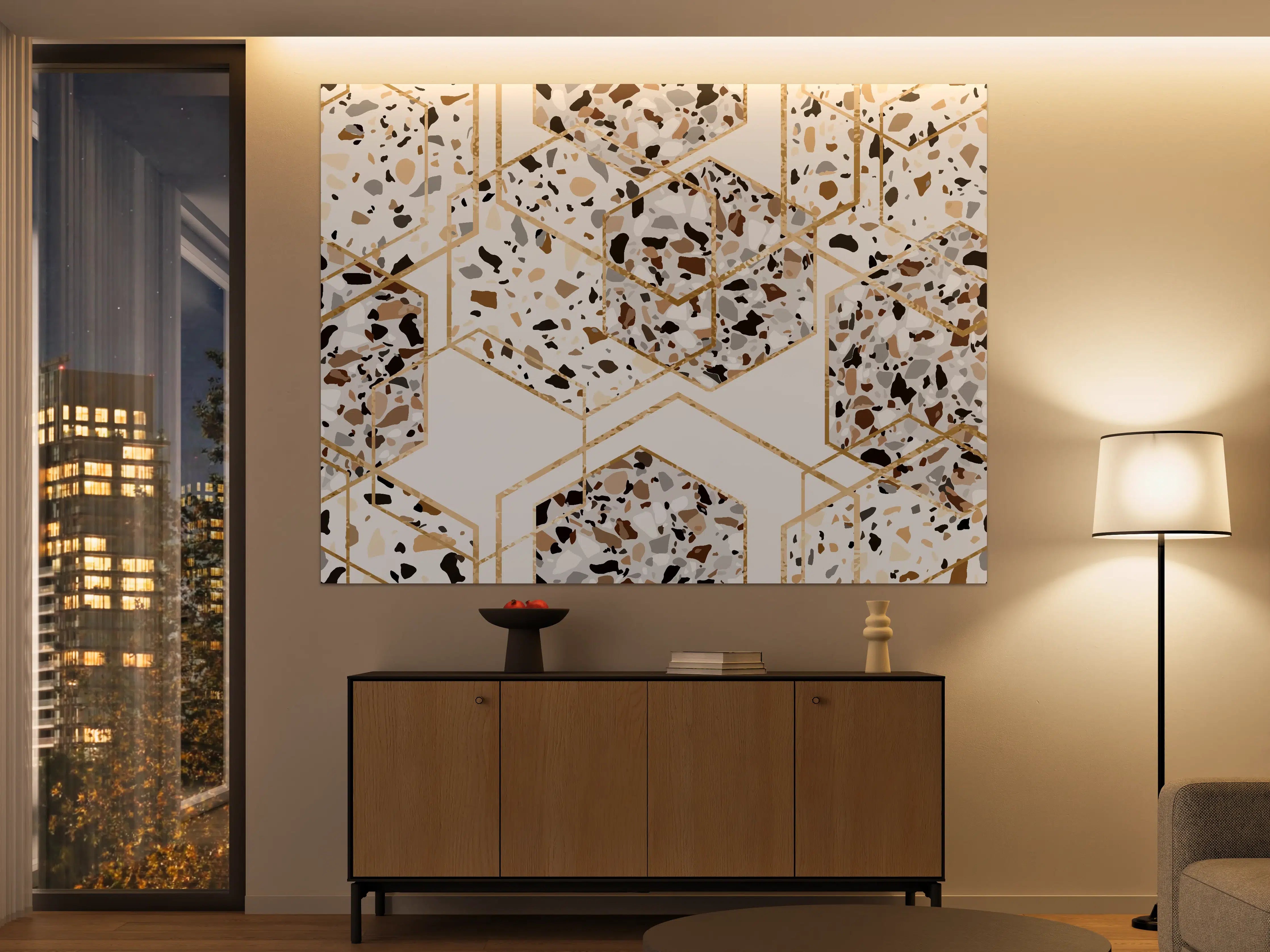 Große Wandbilder - Modernes Terrazzo-Gold-Muster