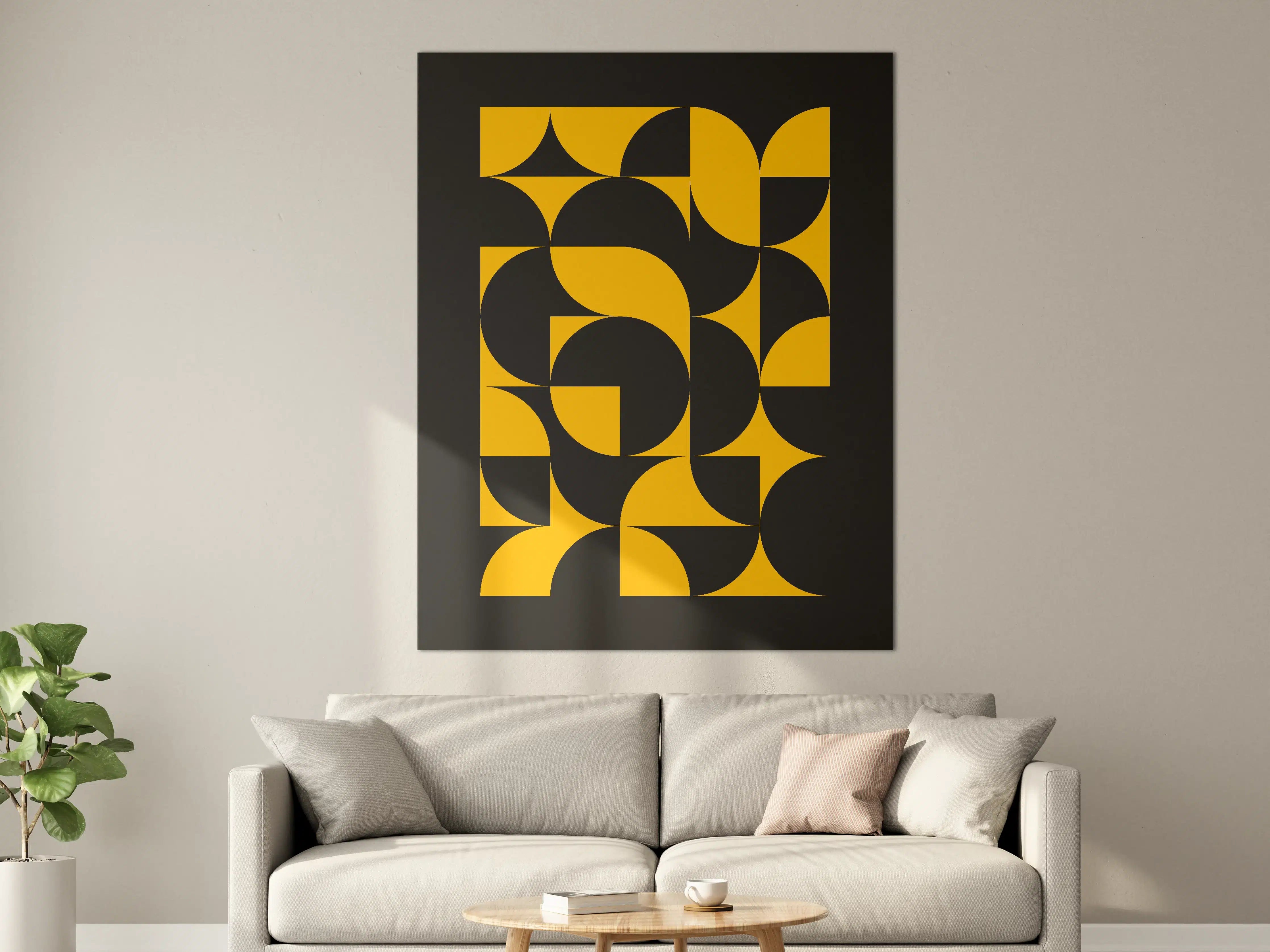 Große Wandbilder - Modernes geometrisches Design in Schwarz und Gelb
