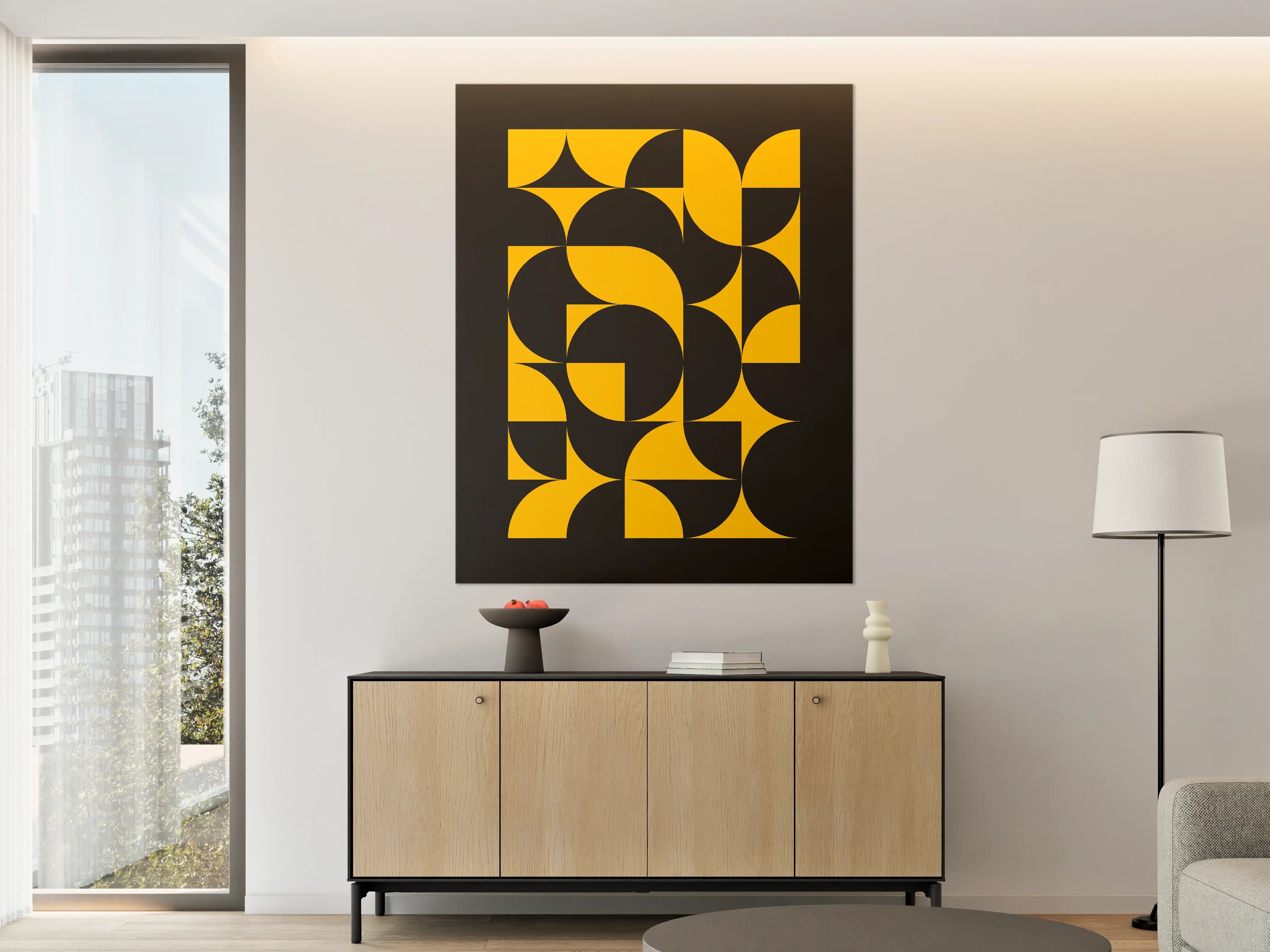 Große Wandbilder - Modernes geometrisches Design in Schwarz und Gelb