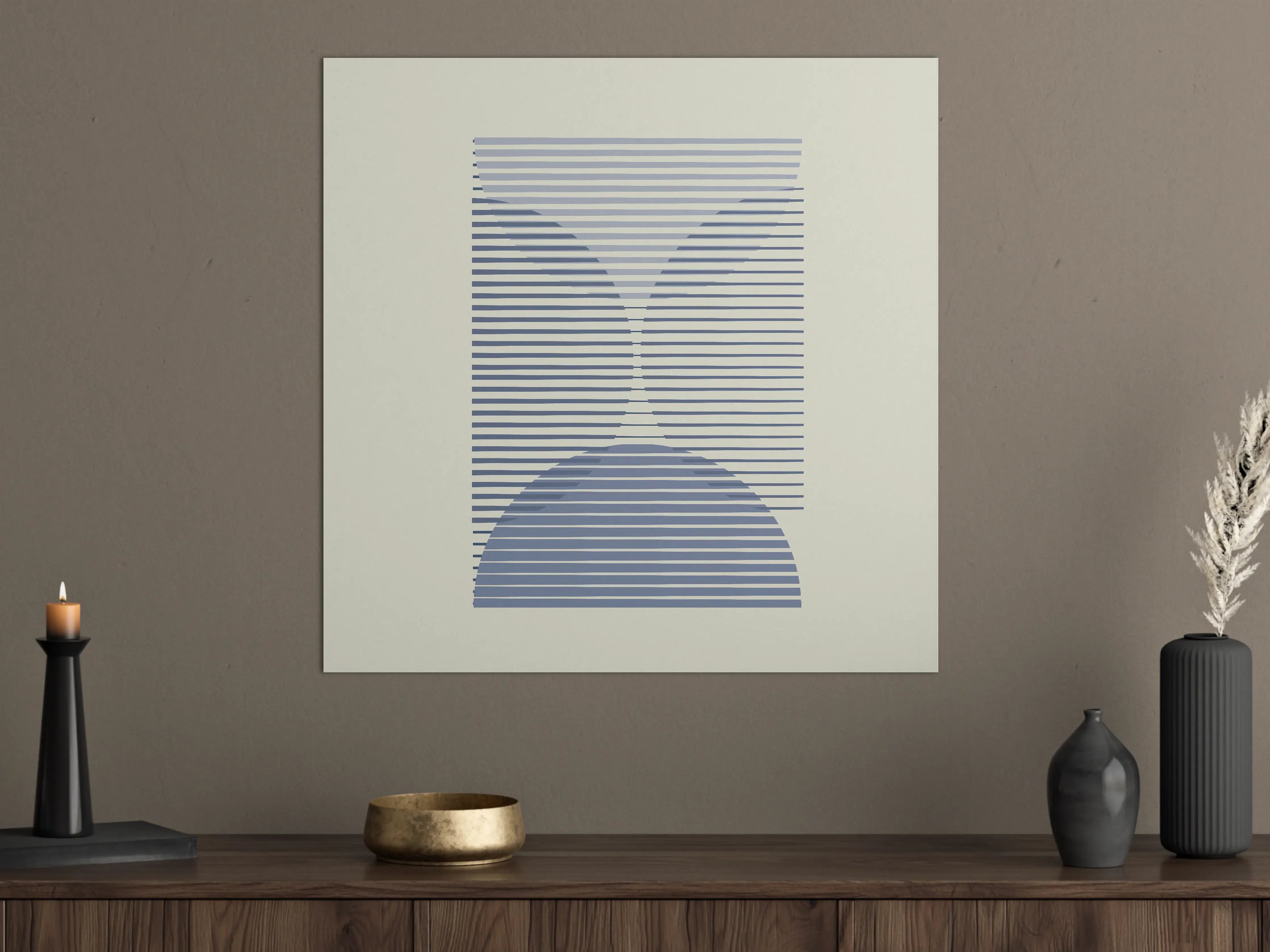 Große Wandbilder - Modernes geometrisches Wandbild in Blau und Grau