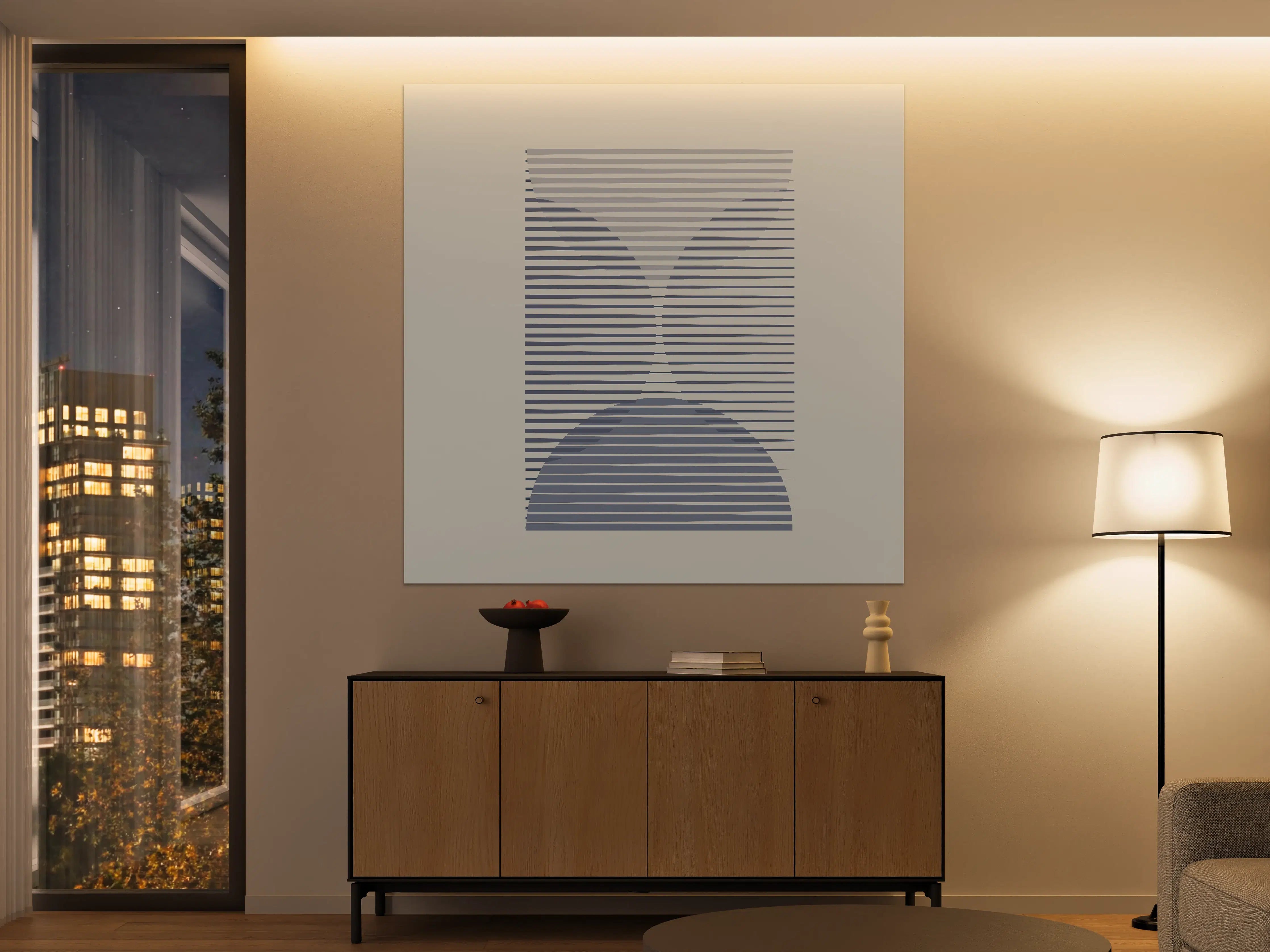 Große Wandbilder - Modernes geometrisches Wandbild in Blau und Grau