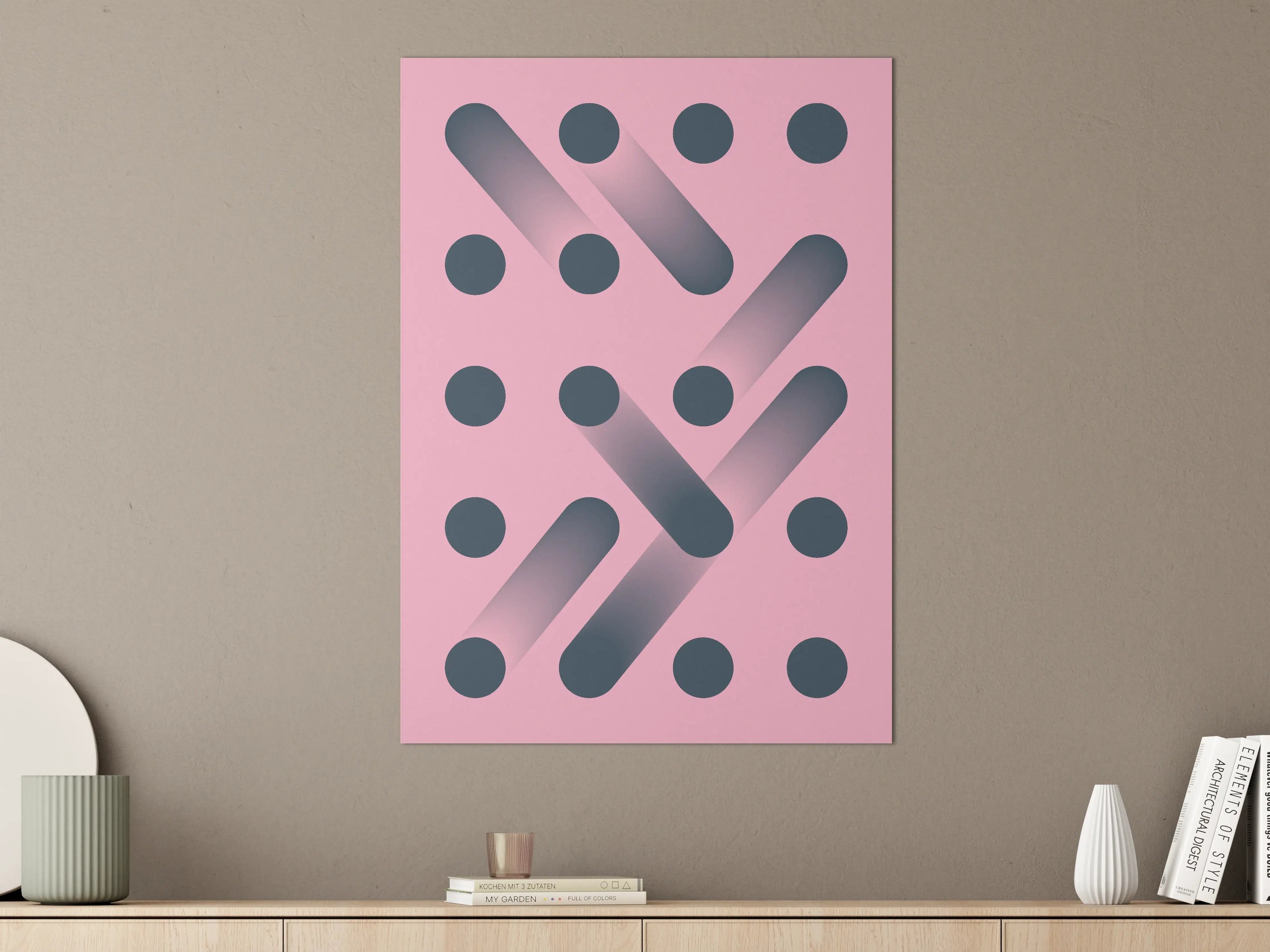 Große Wandbilder - Modernes geometrisches Wandbild mit Pink- und Navy-Tönen