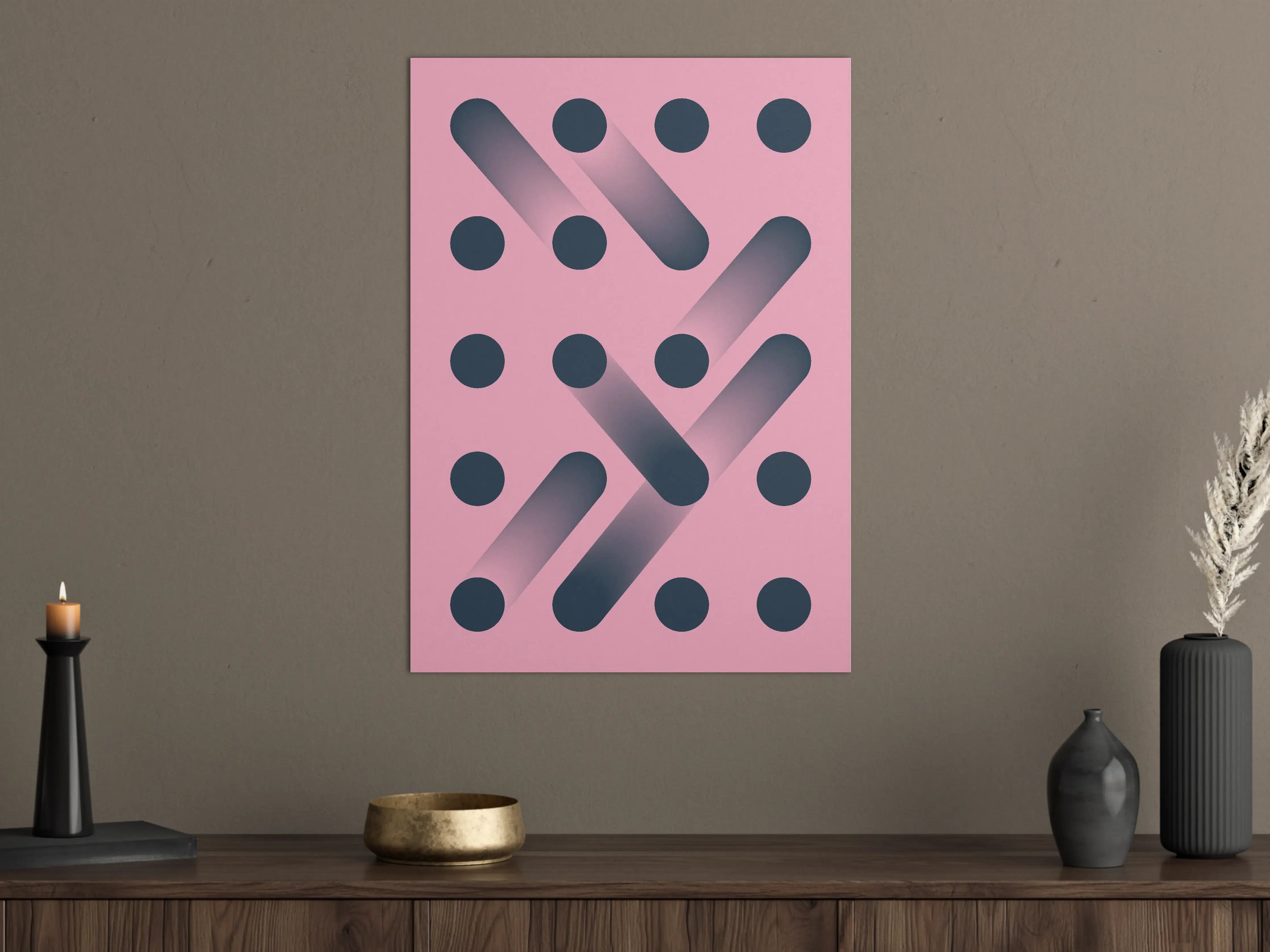 Große Wandbilder - Modernes geometrisches Wandbild mit Pink- und Navy-Tönen
