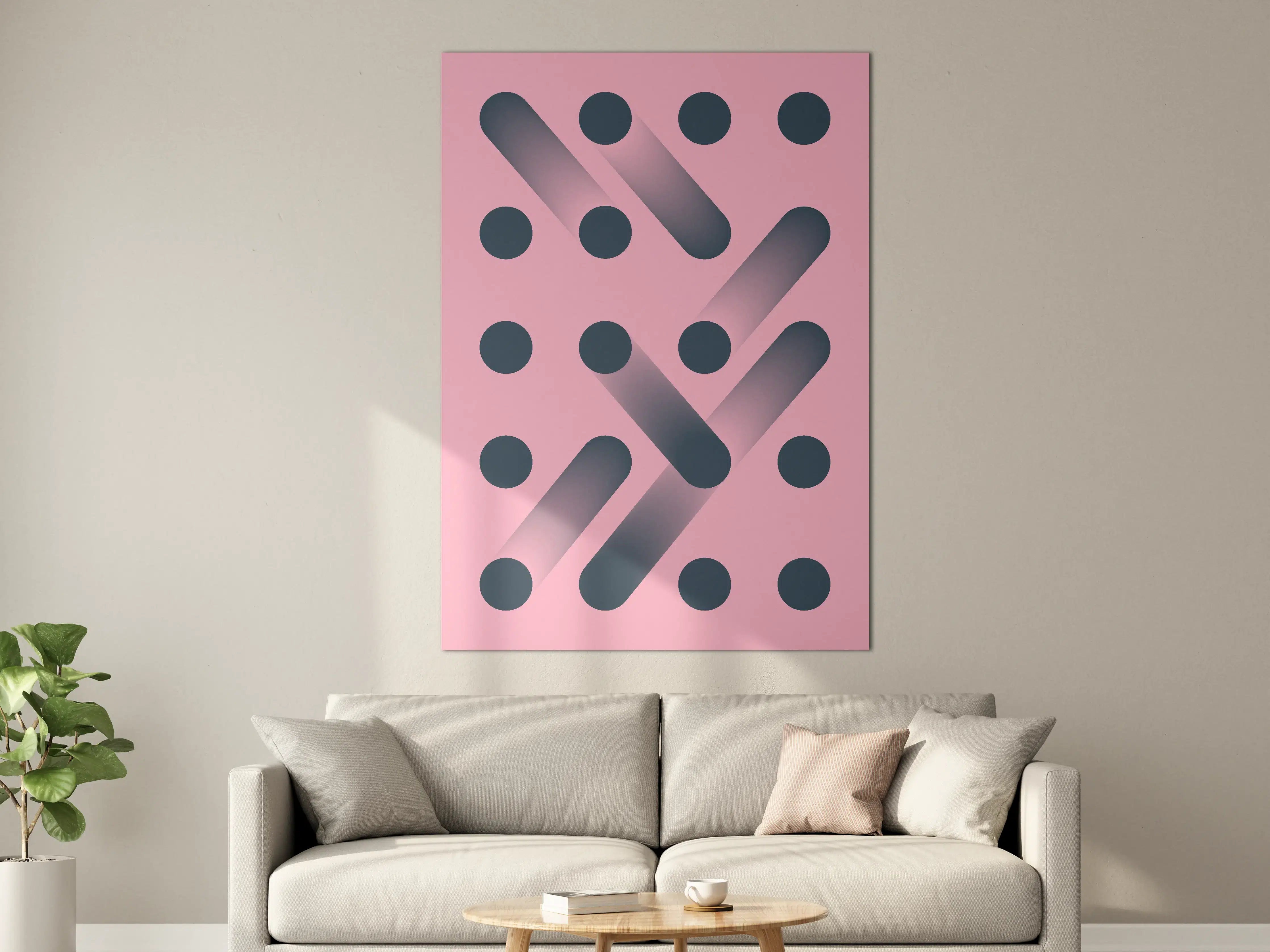 Große Wandbilder - Modernes geometrisches Wandbild mit Pink- und Navy-Tönen
