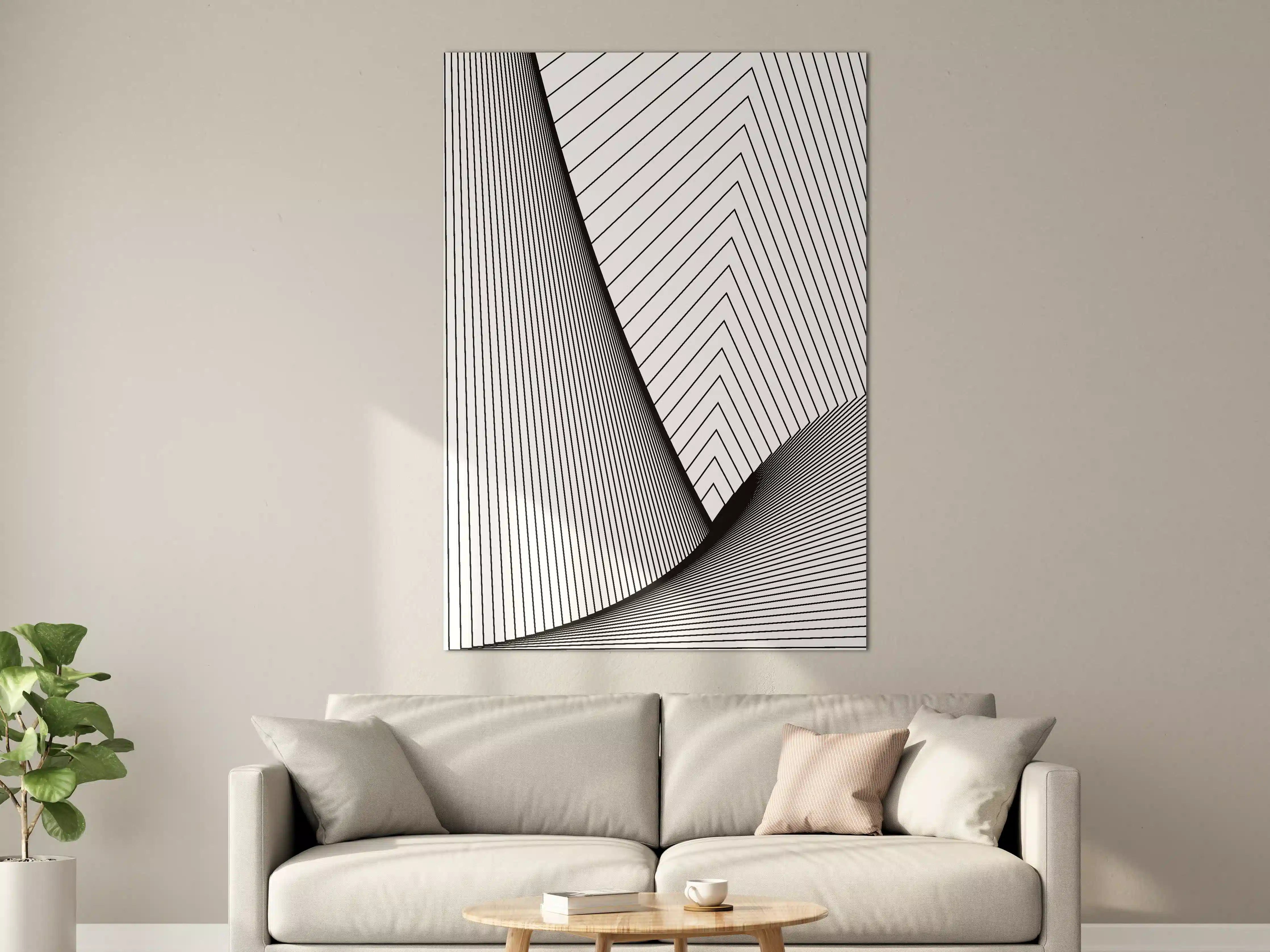 Große Wandbilder - Modernes, geometrisches Wandbild in Schwarz-Weiß