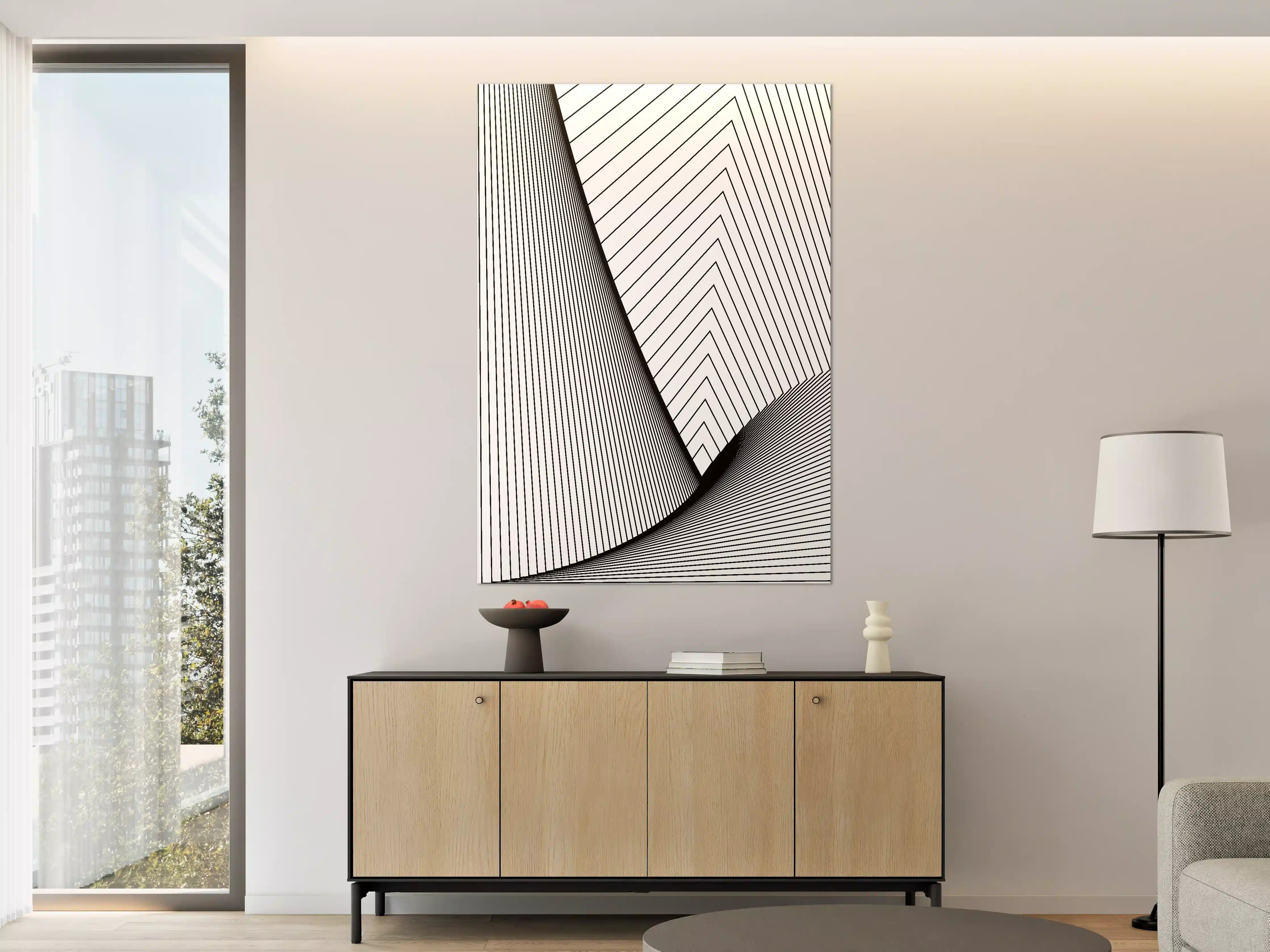 Große Wandbilder - Modernes, geometrisches Wandbild in Schwarz-Weiß