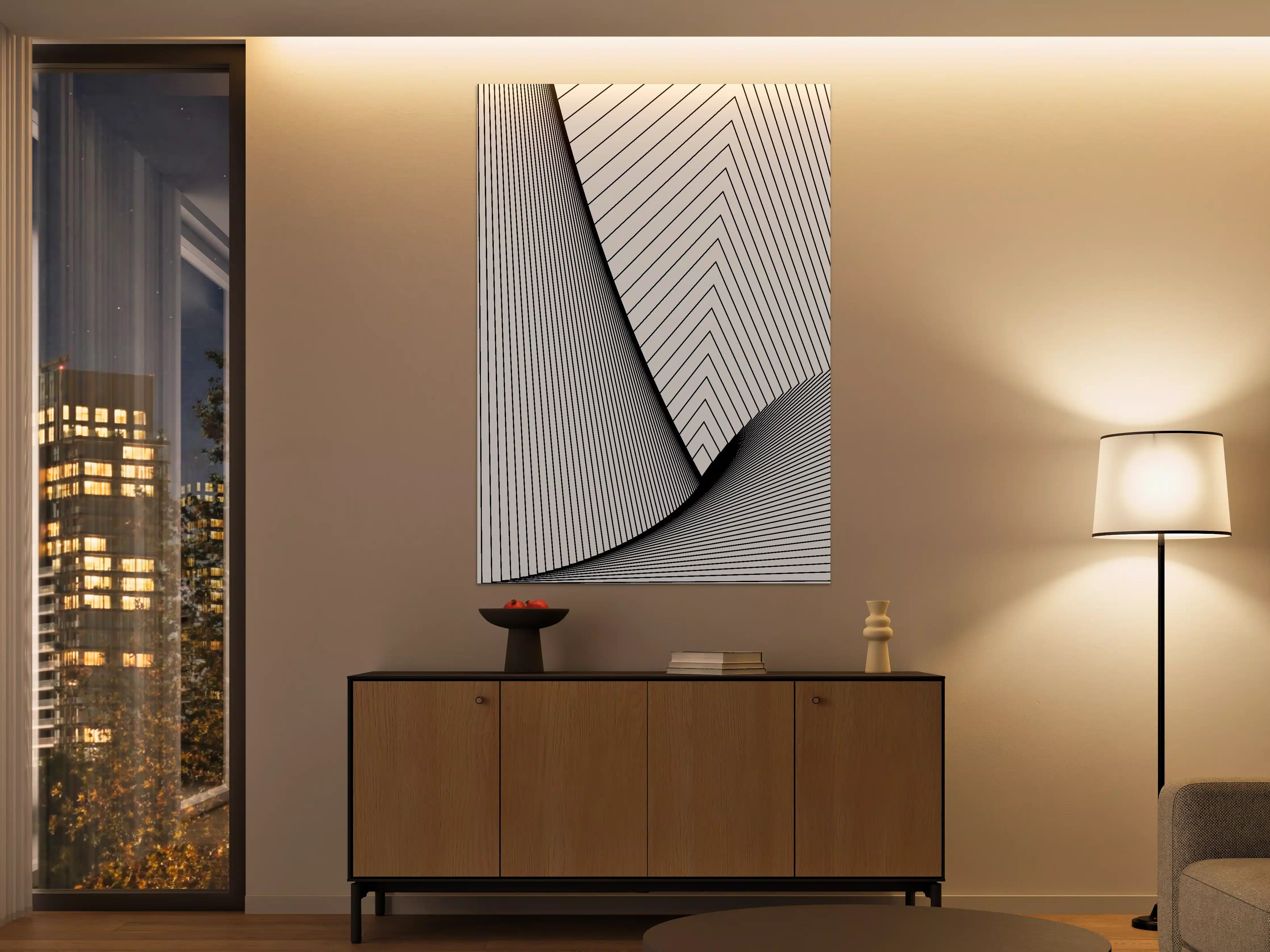 Große Wandbilder - Modernes, geometrisches Wandbild in Schwarz-Weiß