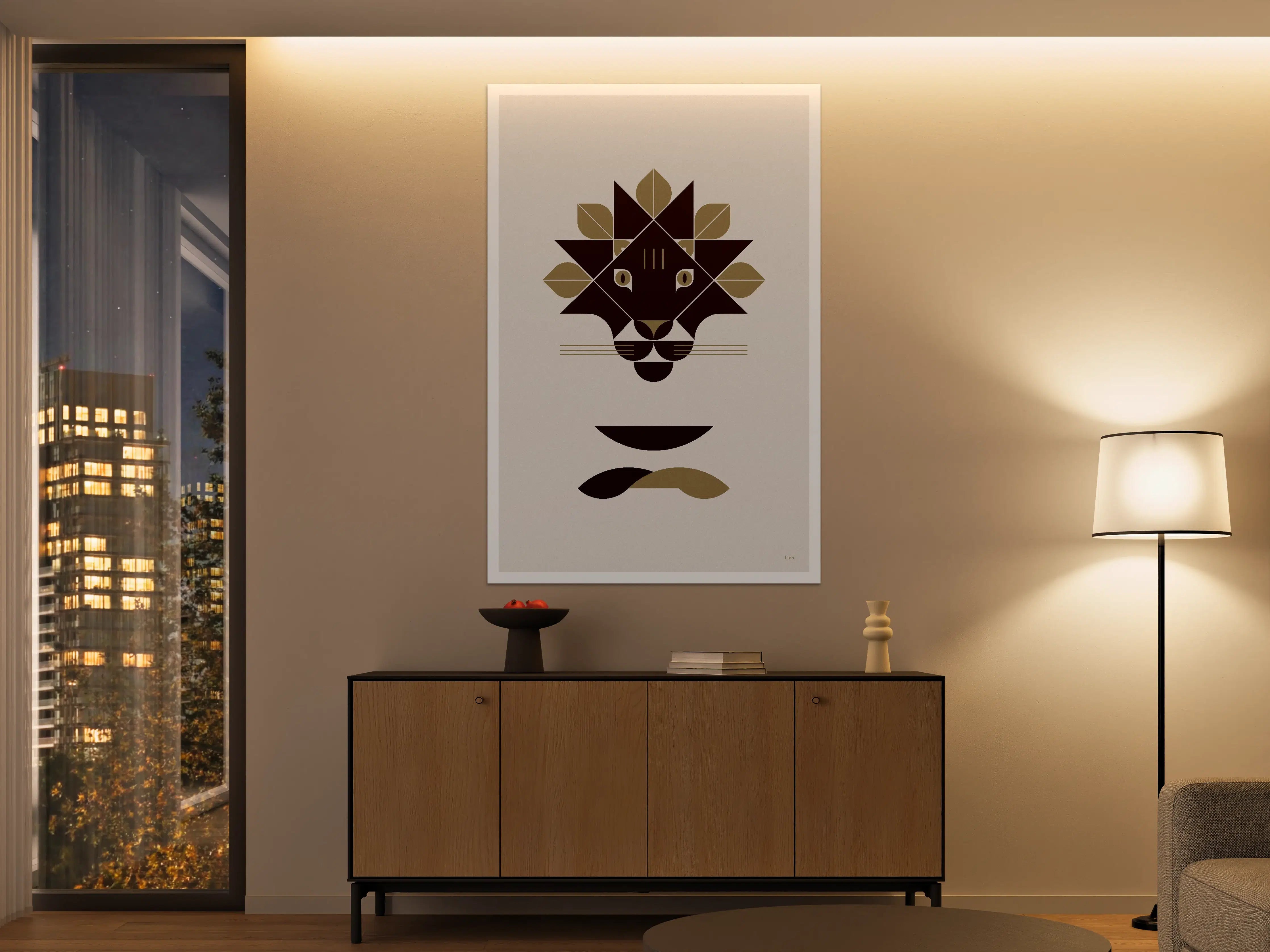 Große Wandbilder - Modischer Löwenkopf im minimalistischen Design