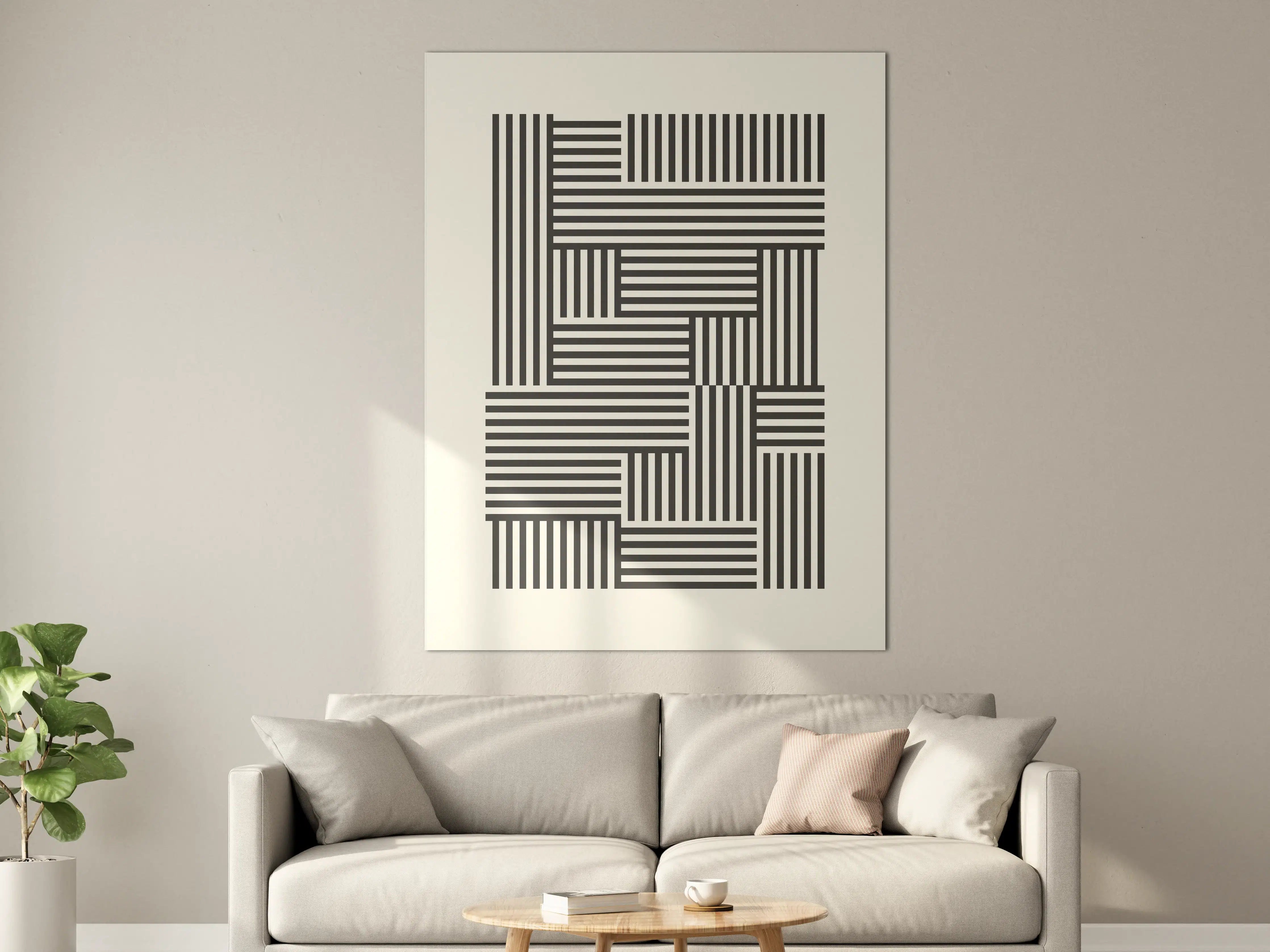 Große Wandbilder - Modulares Schwarz-Weiß-Stripemuster