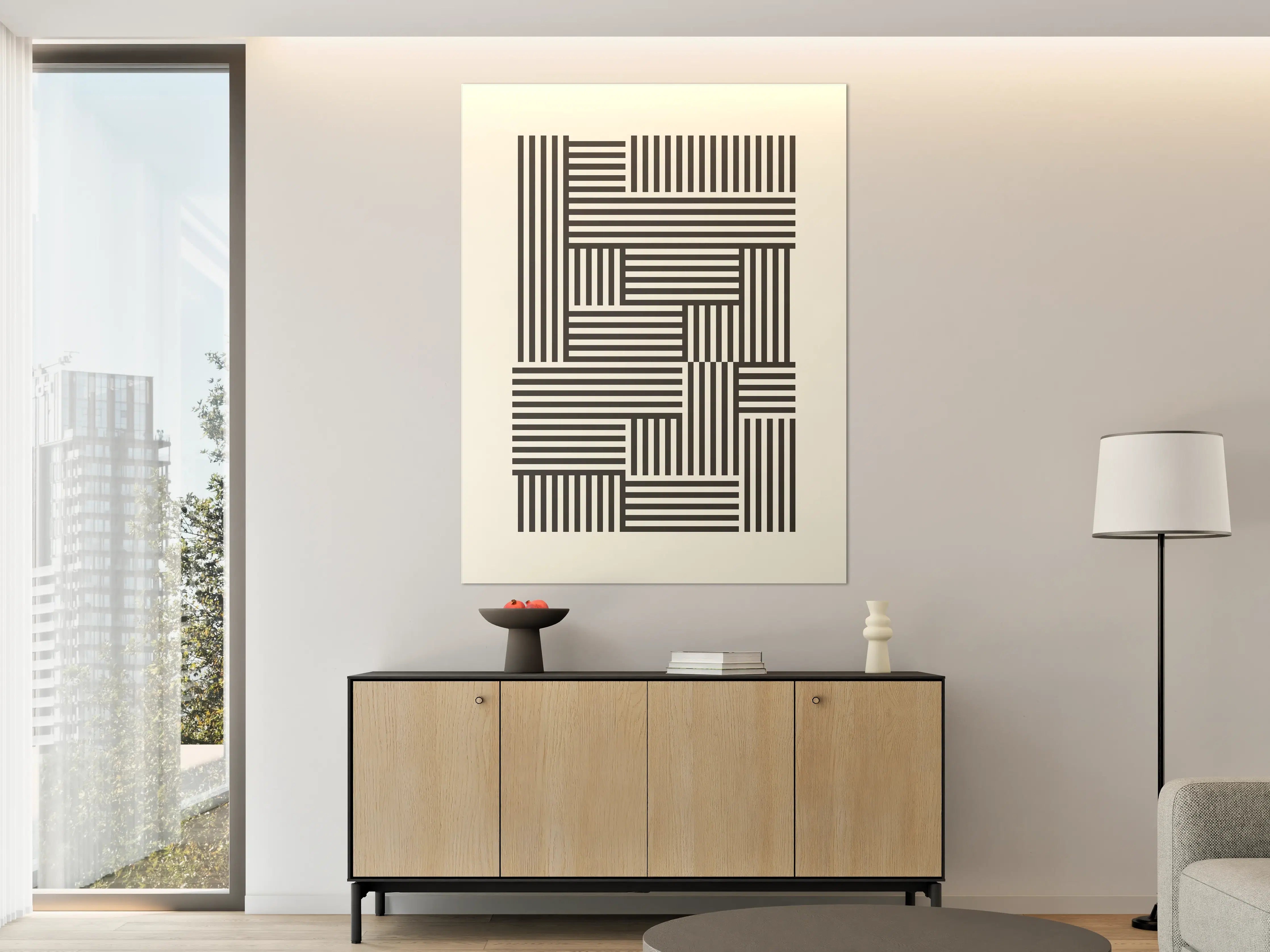 Große Wandbilder - Modulares Schwarz-Weiß-Stripemuster