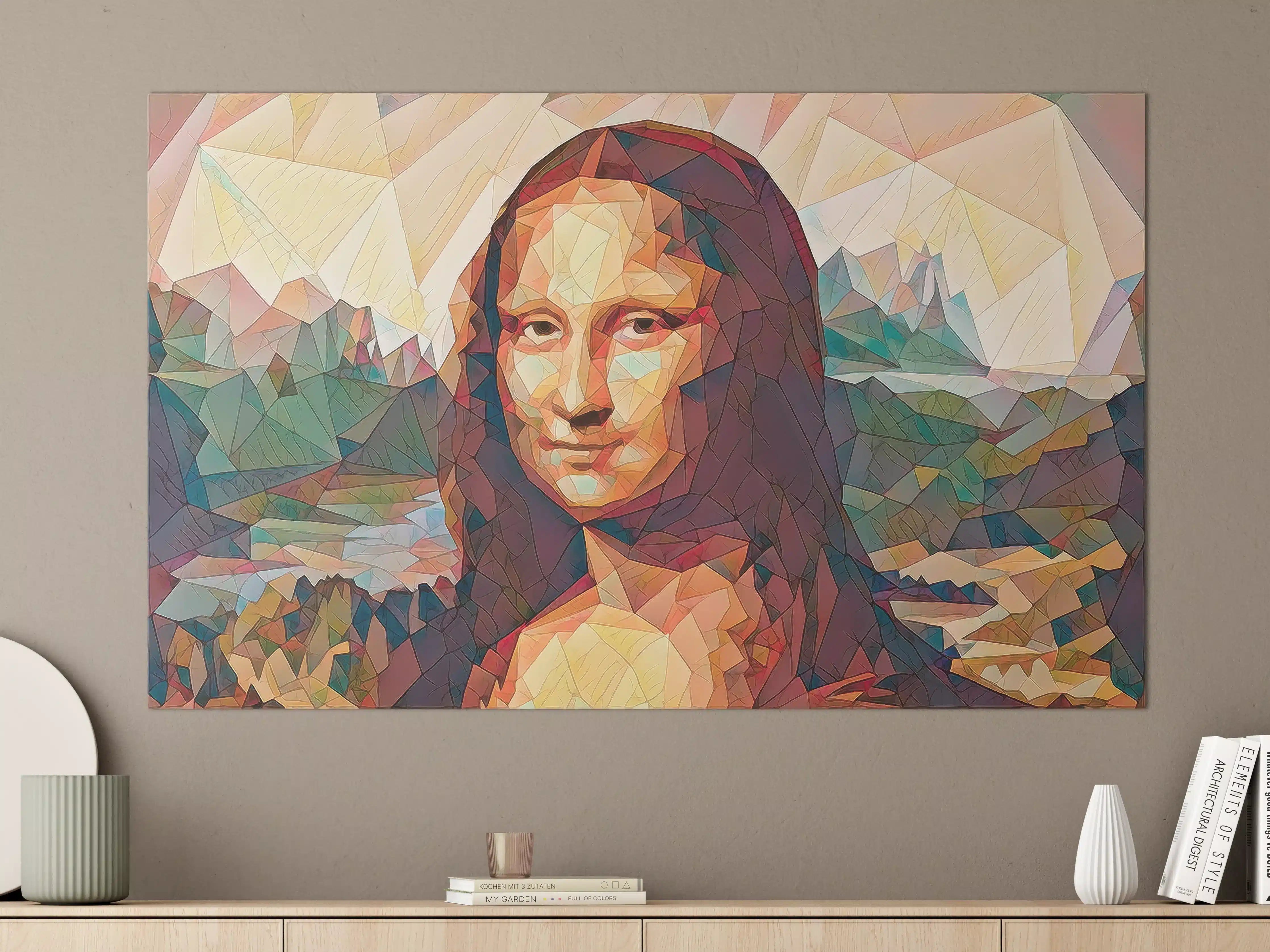 Große Wandbilder - Mona Lisa im modernen Polygon-Stil