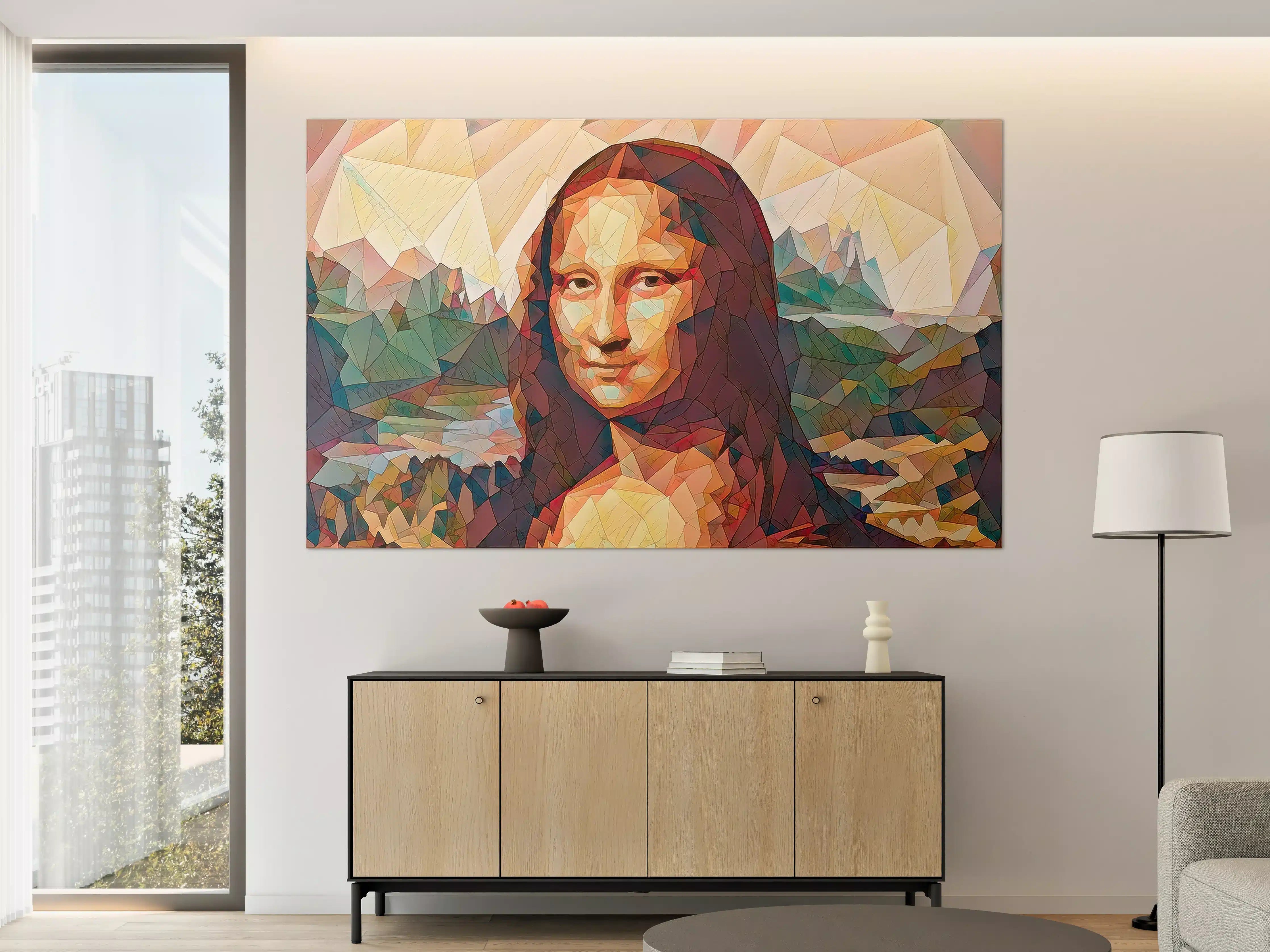 Große Wandbilder - Mona Lisa im modernen Polygon-Stil