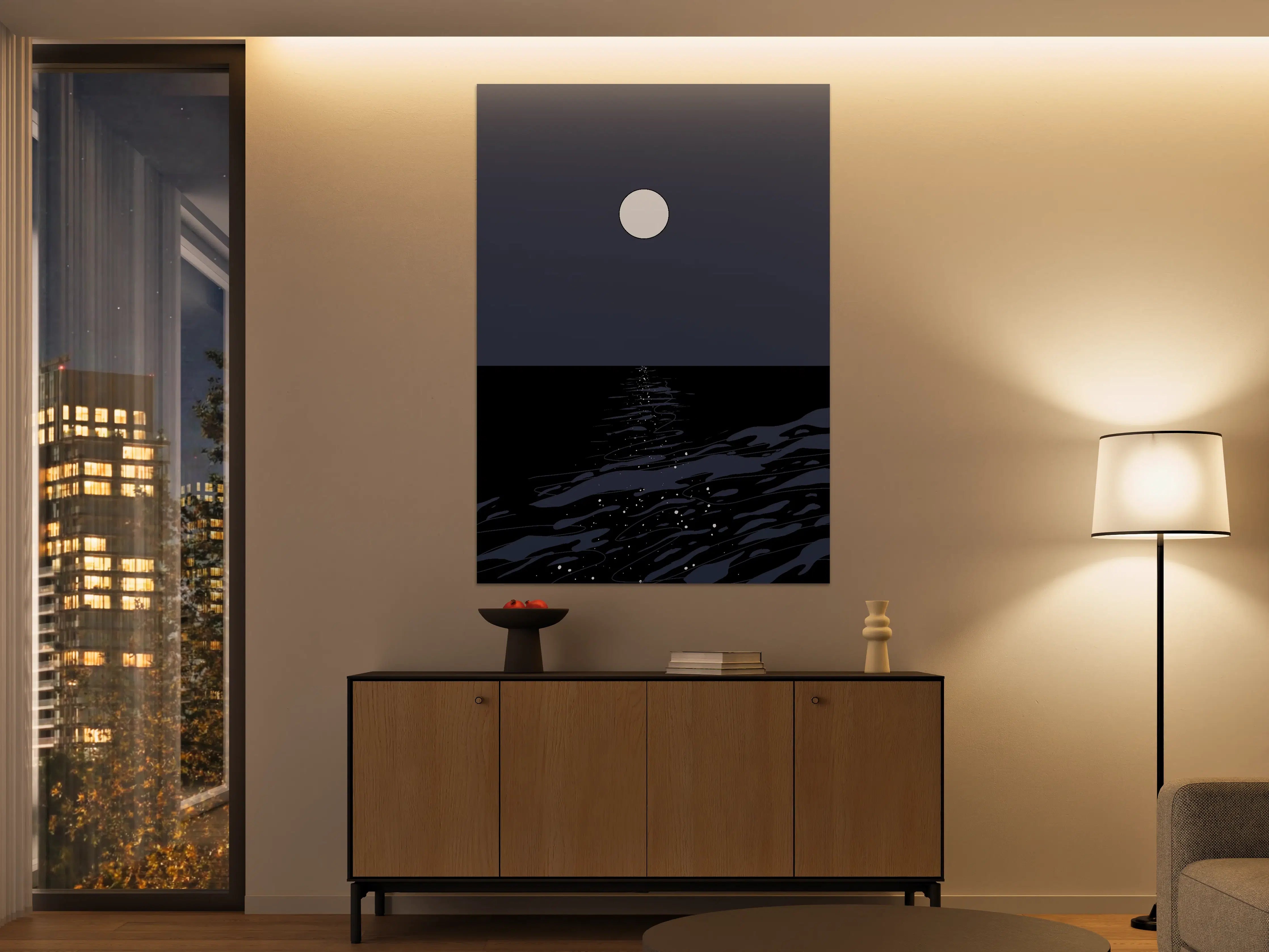 Große Wandbilder - Mondlicht über dem Wasser