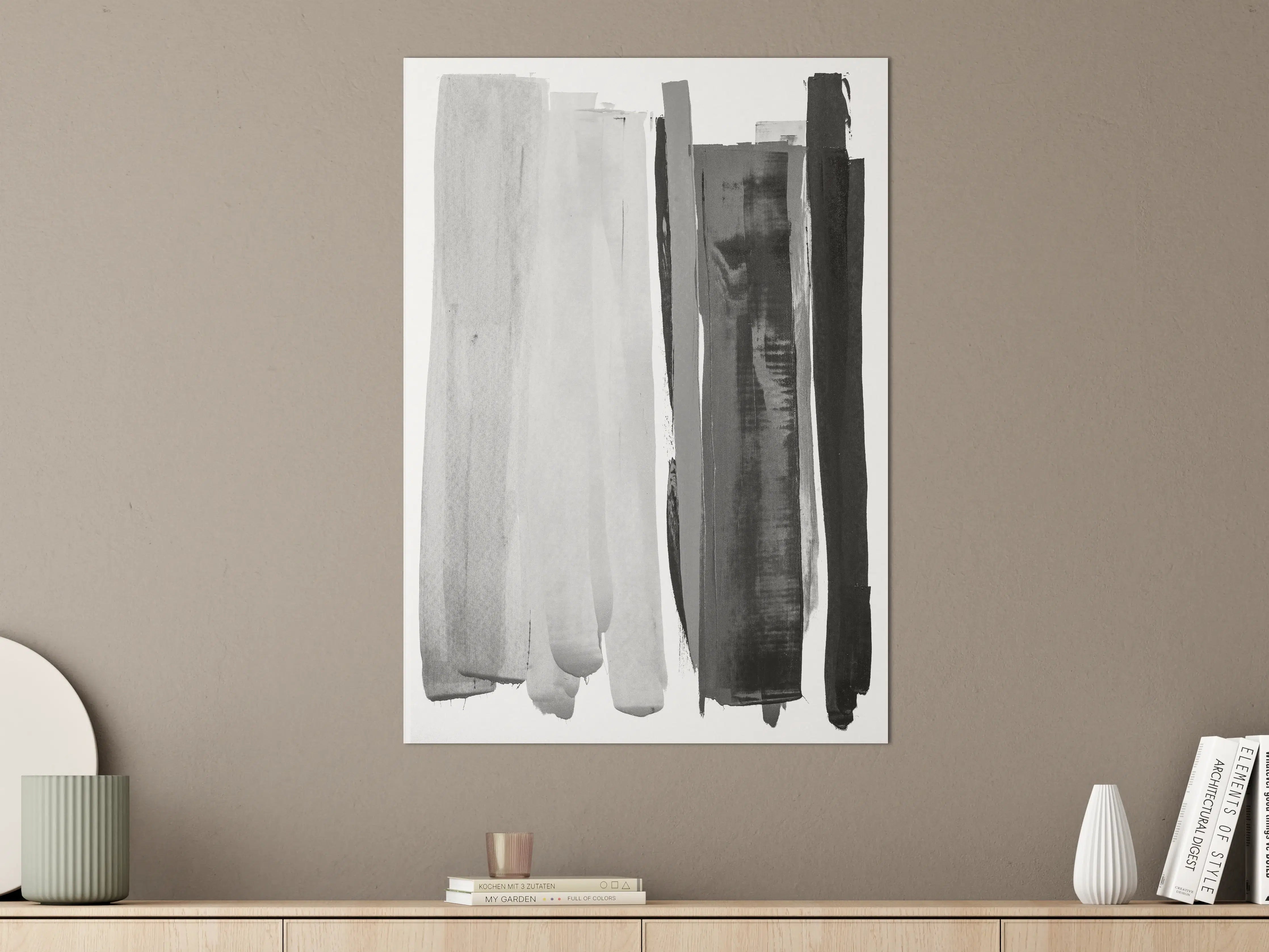 Große Wandbilder - Monochrome Aquarell-Striche