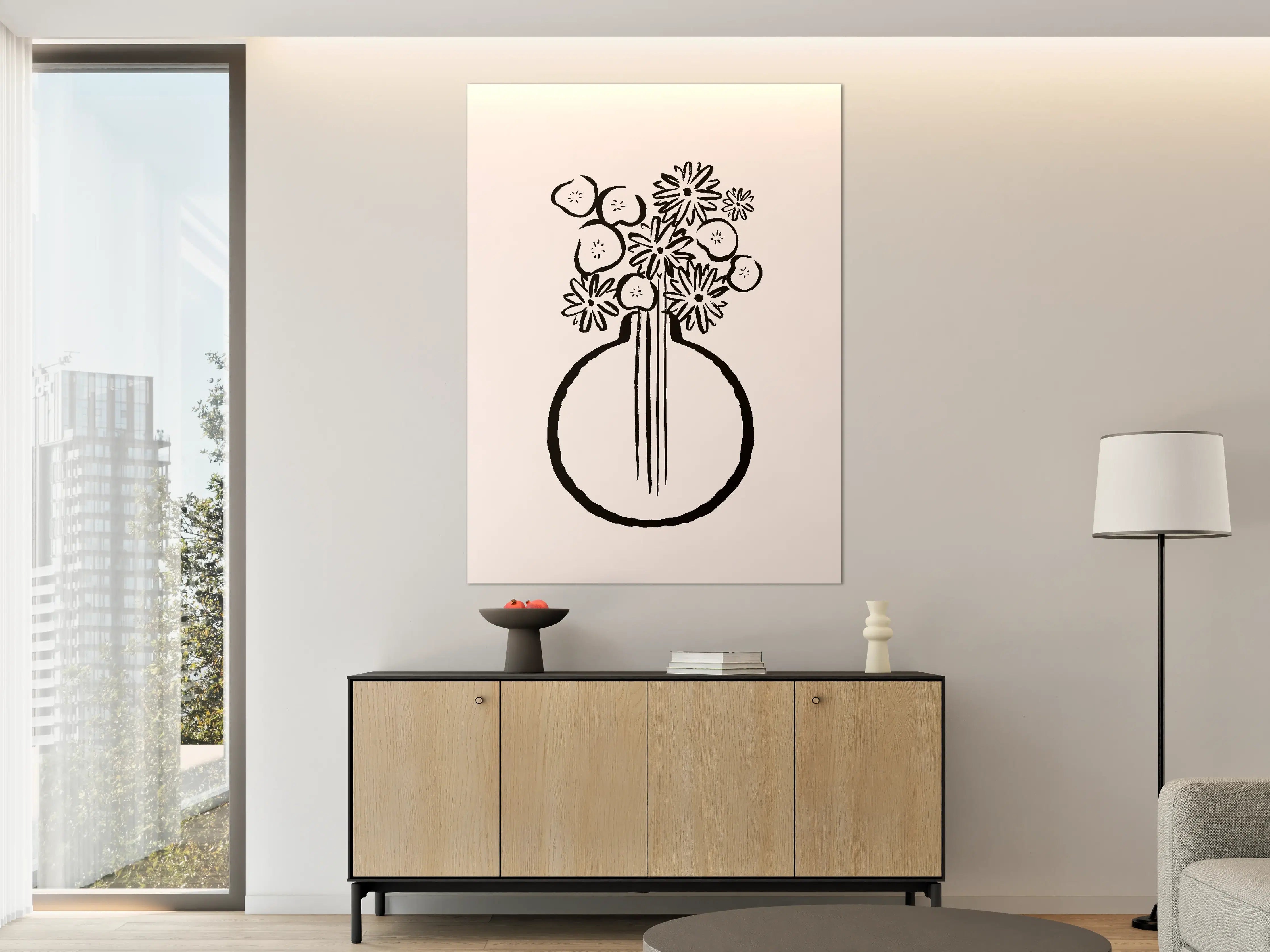 Große Wandbilder - Monochrome Blumenvase Schwarz-Weiß