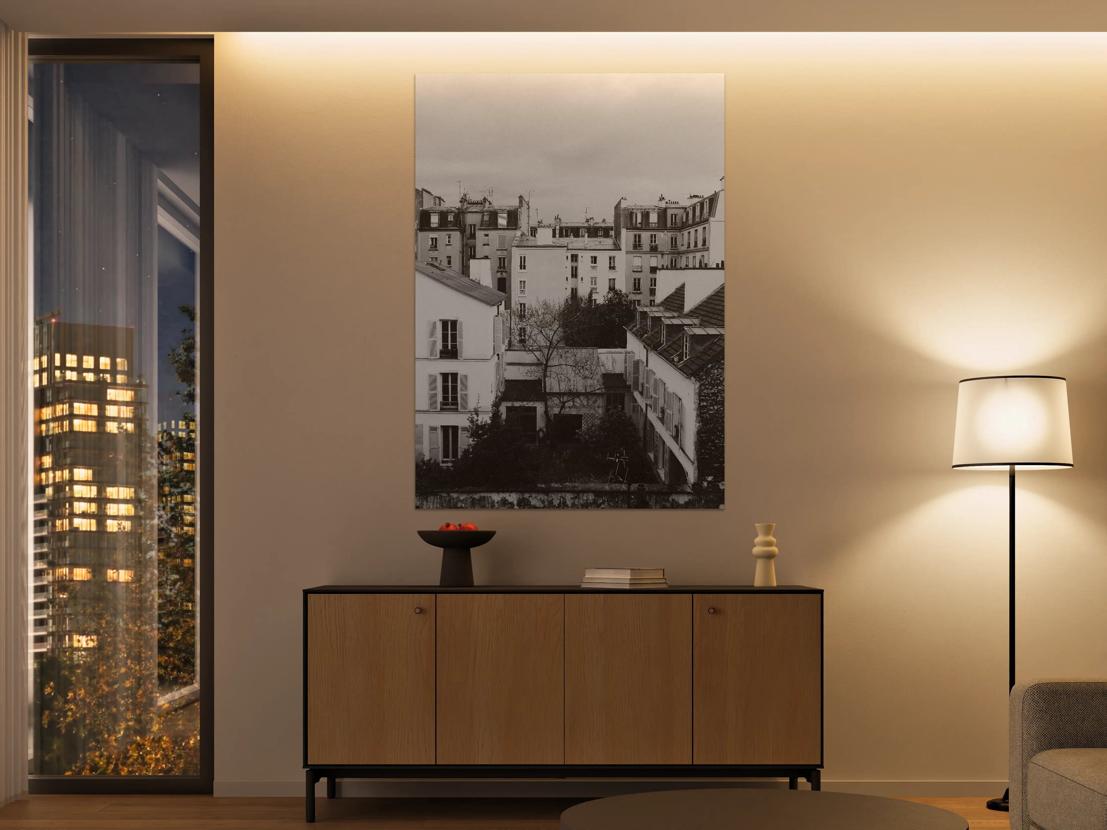 Große Wandbilder - Monochromes Paris-Straßenpanorama