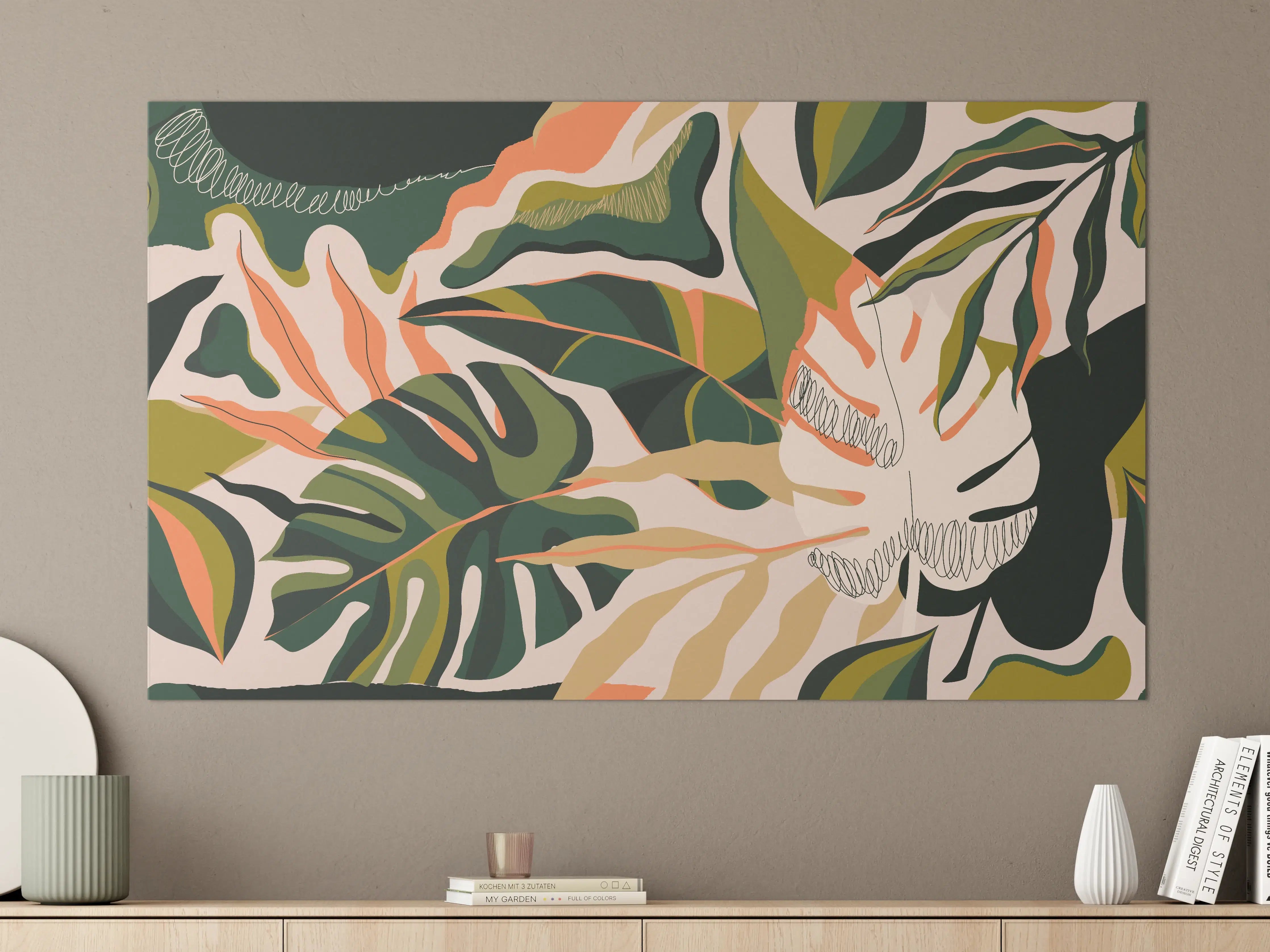 Große Wandbilder - Monstera Tropic Blattmuster