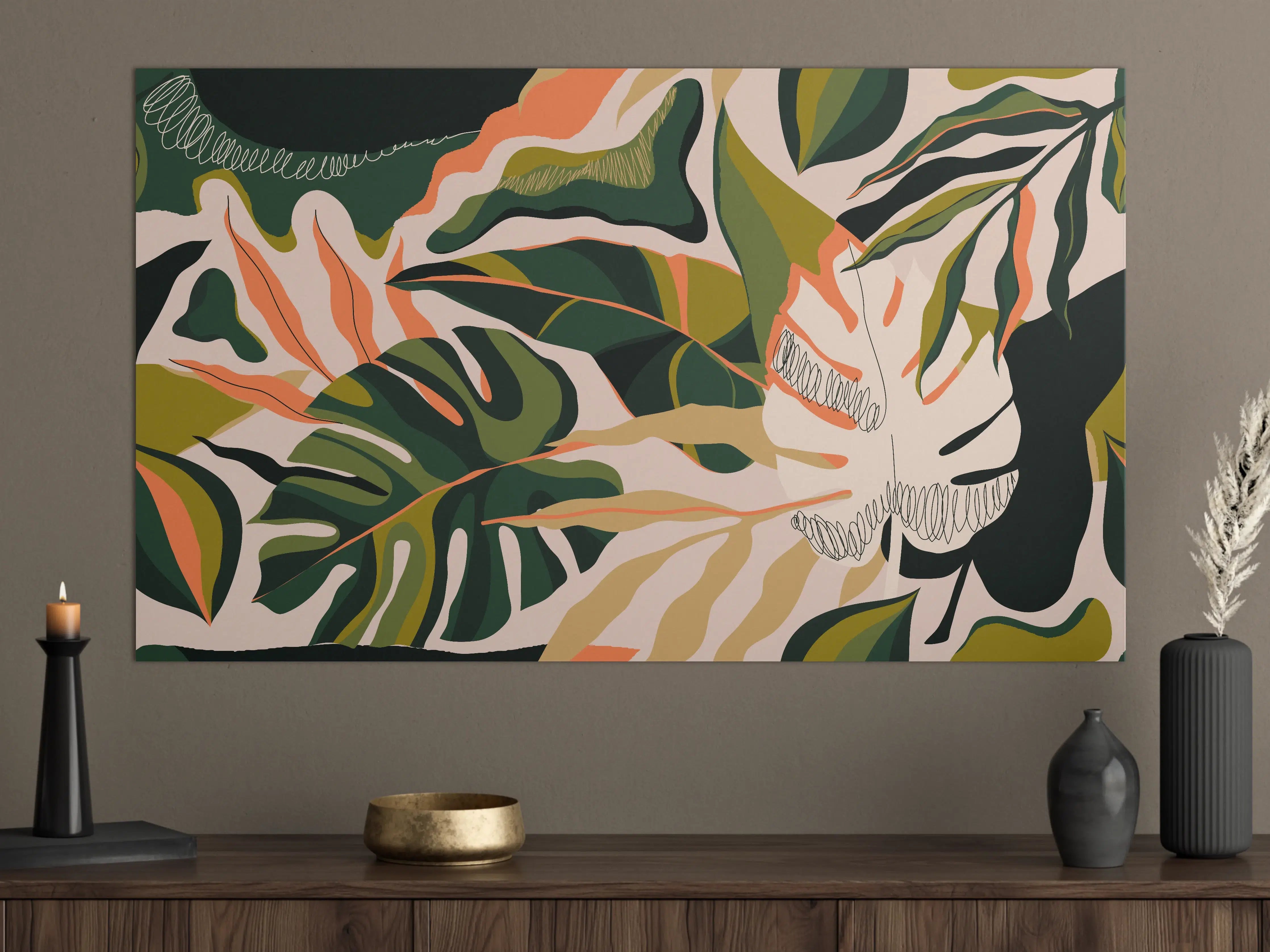 Große Wandbilder - Monstera Tropic Blattmuster