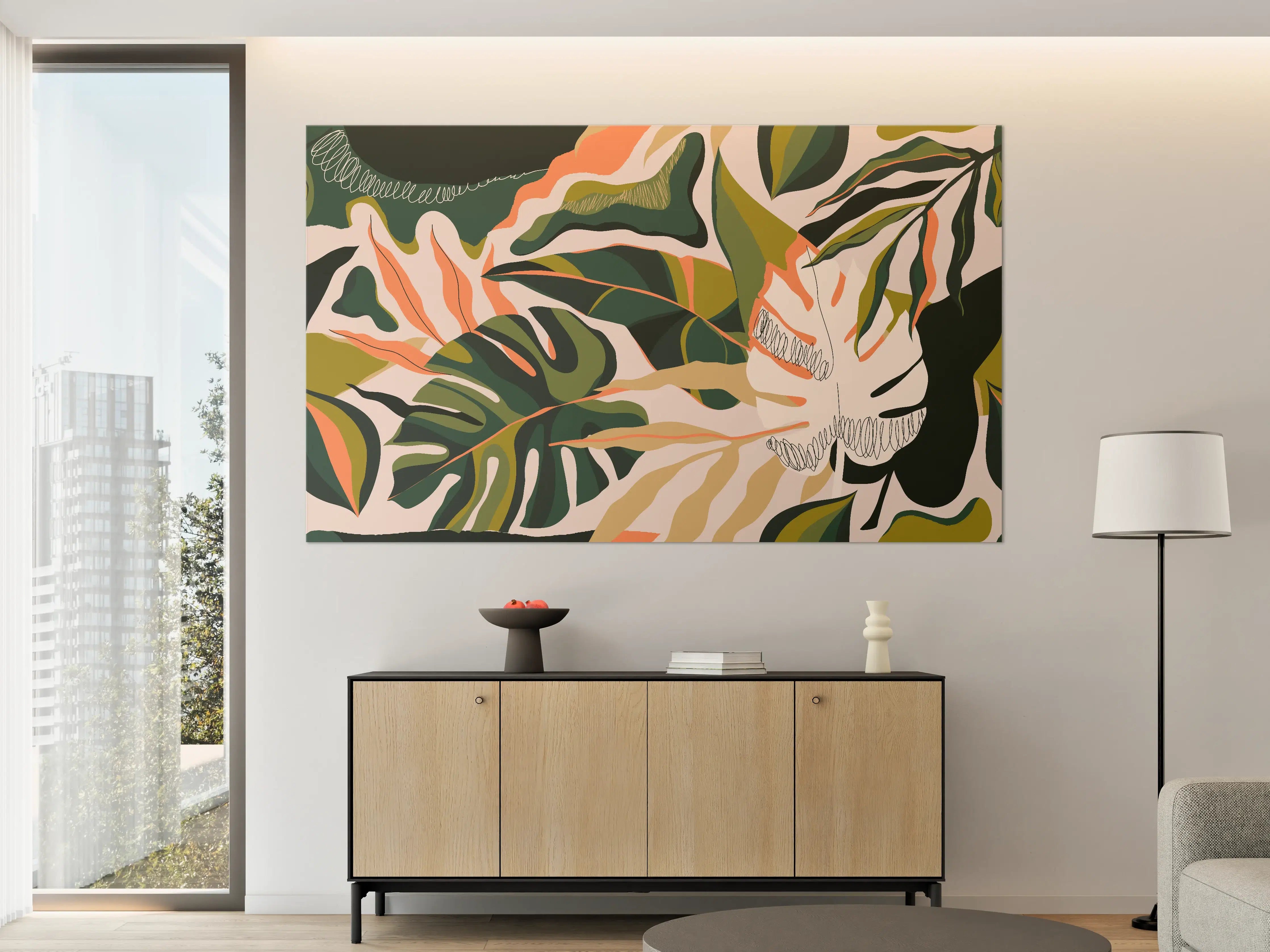 Große Wandbilder - Monstera Tropic Blattmuster