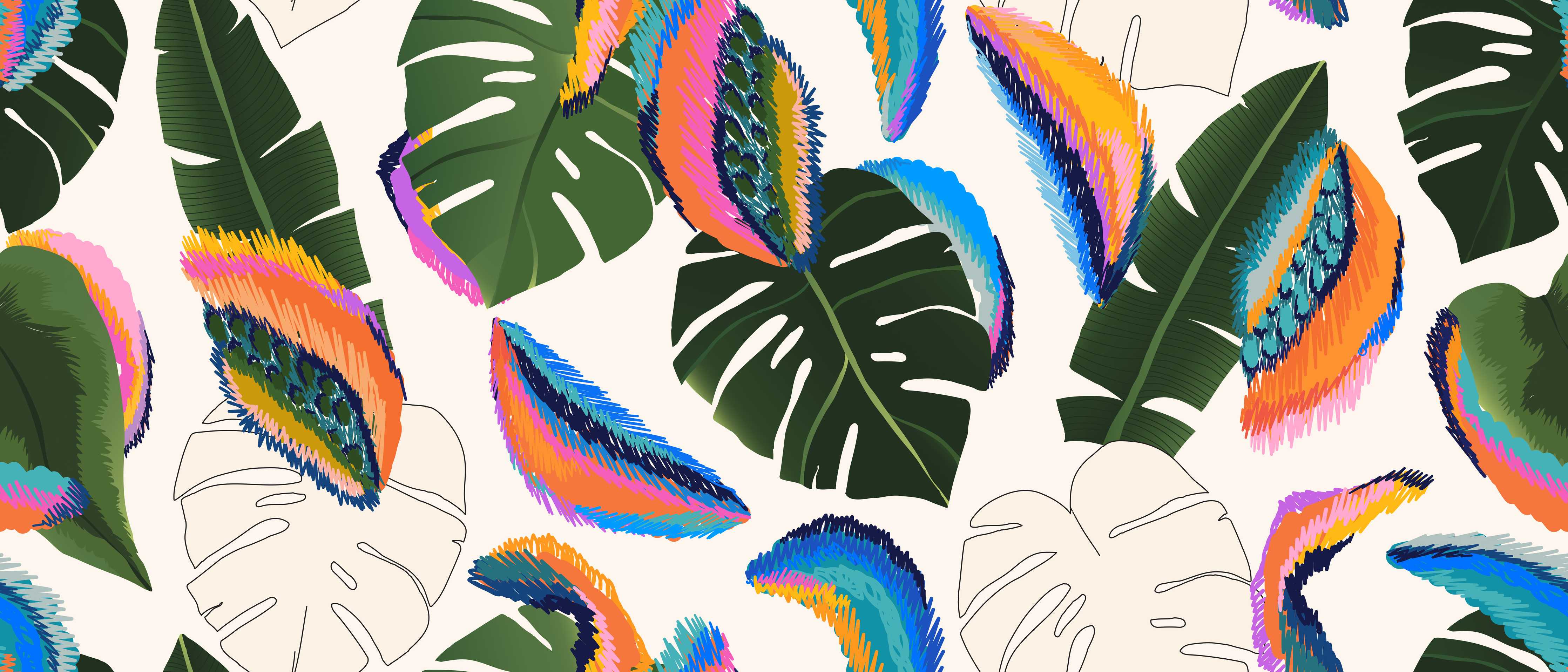 Große Wandbilder-Monstera Tropic Bunte Blätter