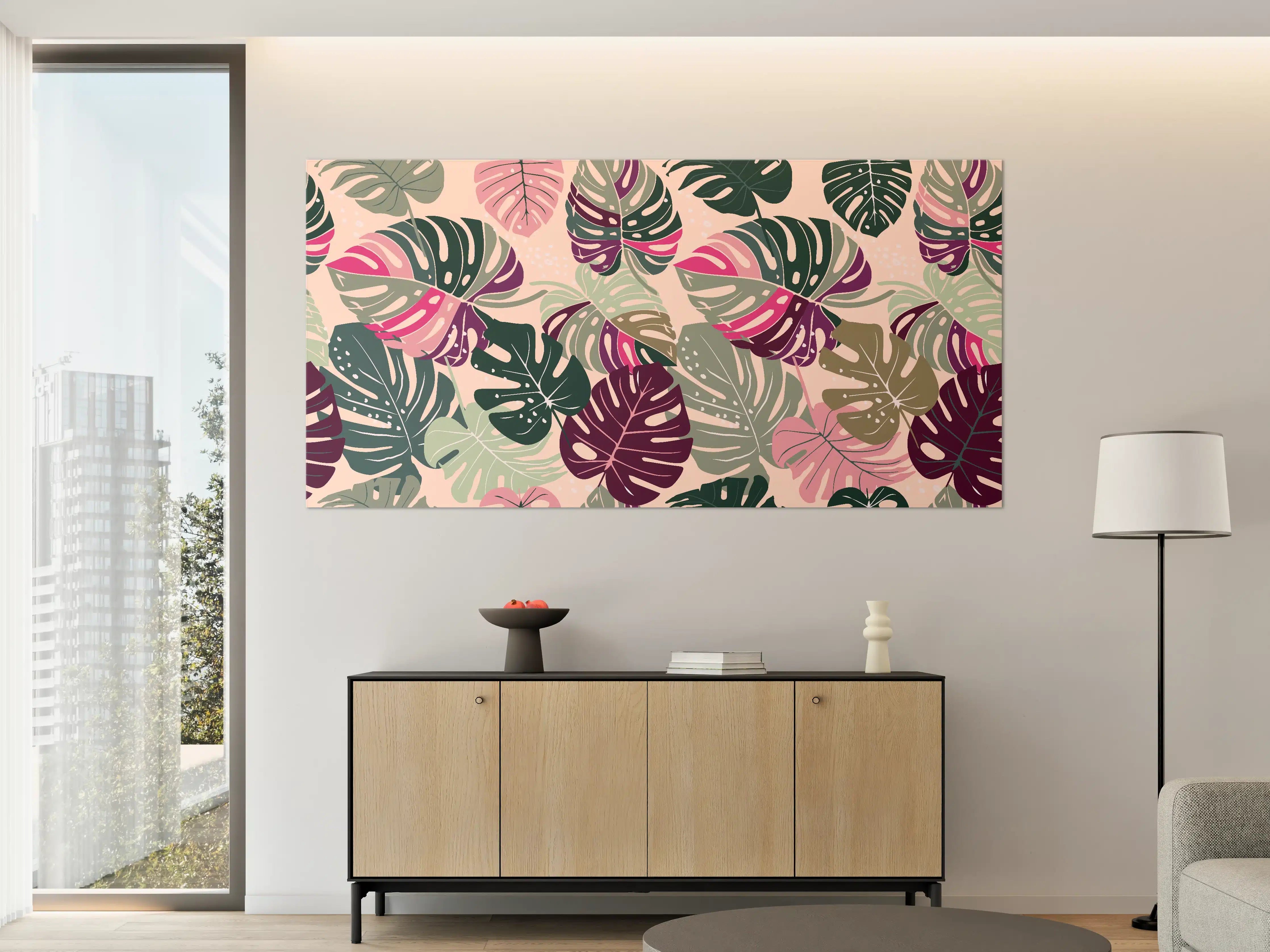 Große Wandbilder - Monstera Tropic Rosa-Grün