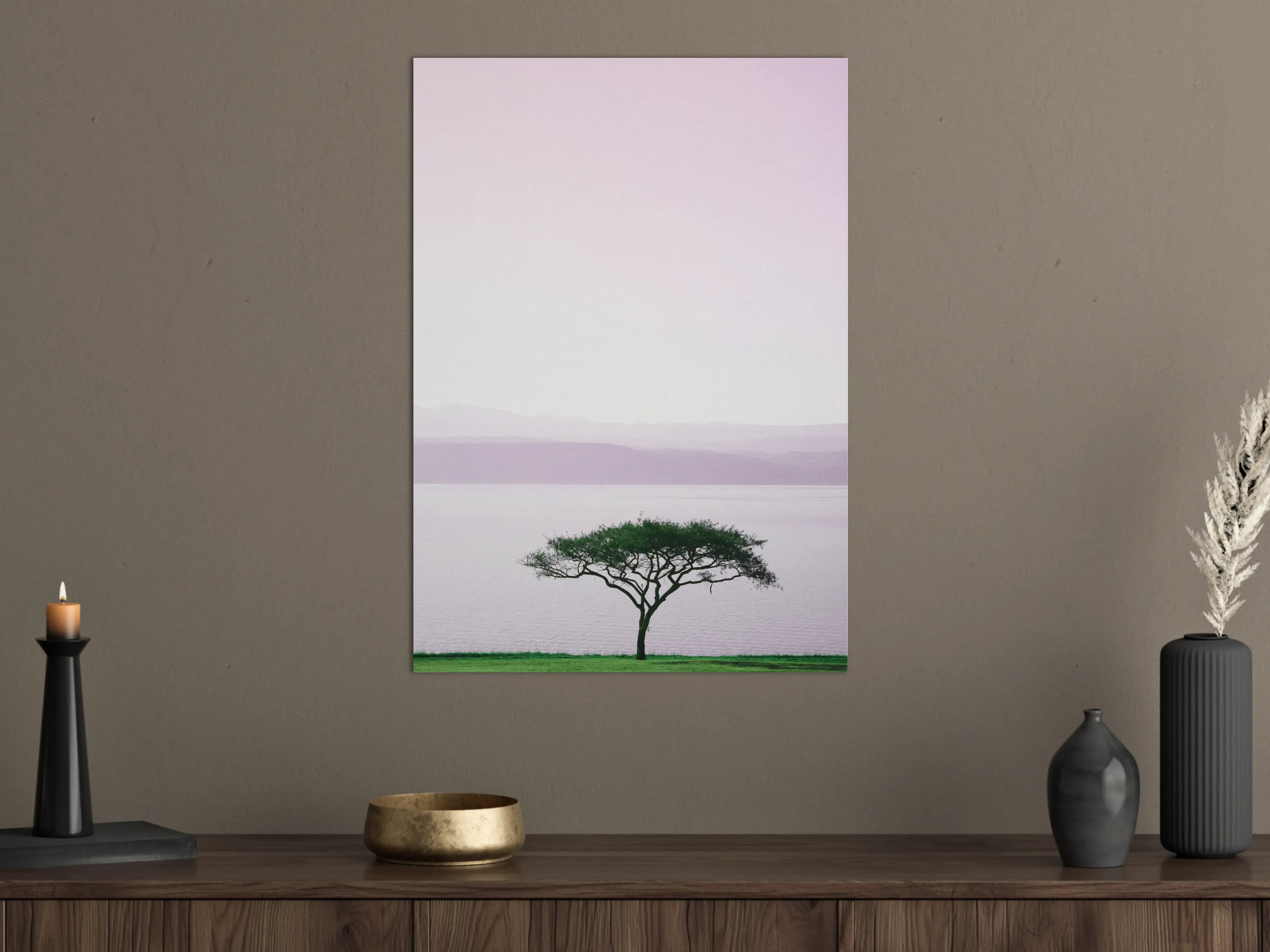 Große Wandbilder - Morgendämmerung mit Baum und Meer
