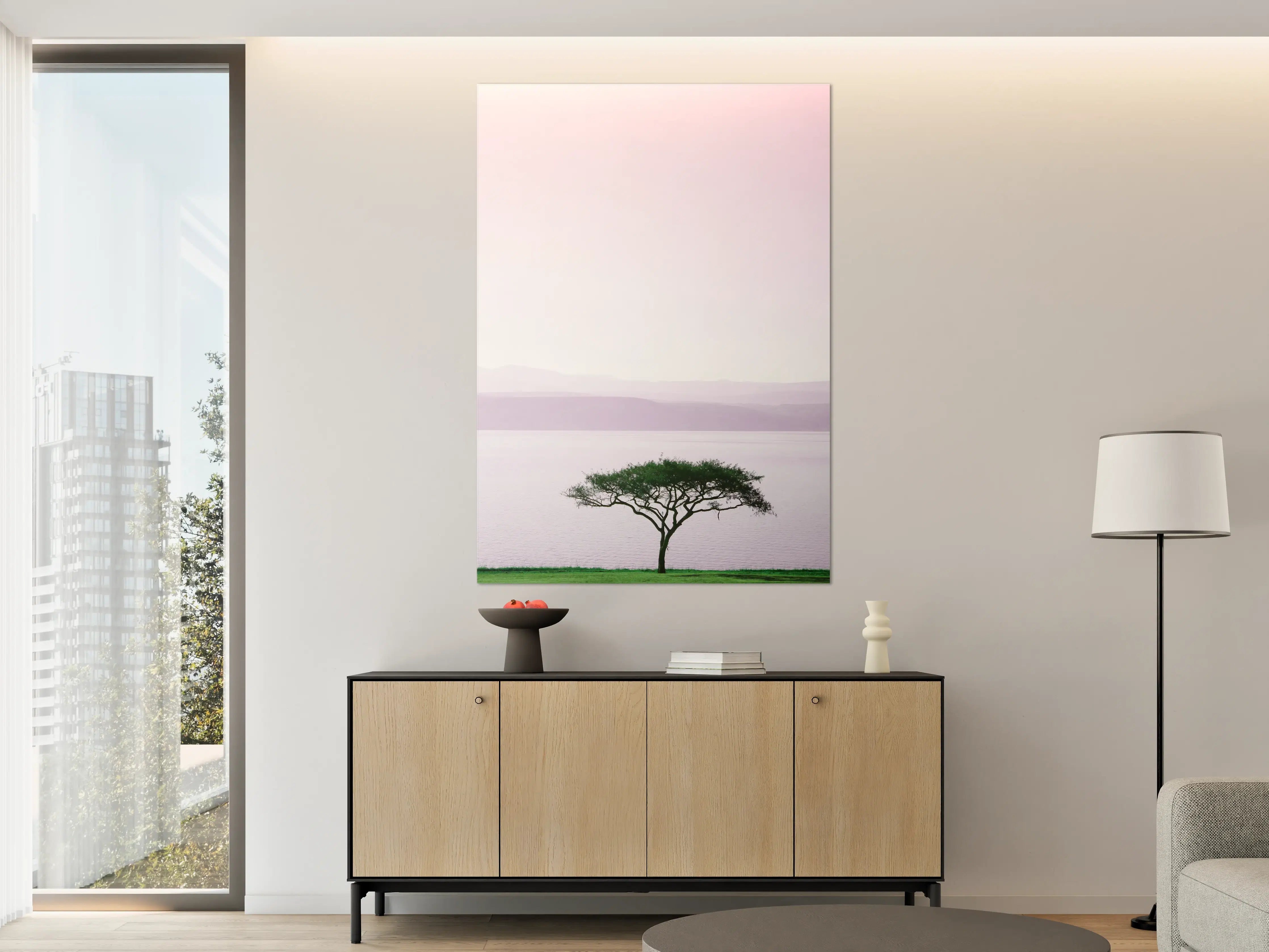 Große Wandbilder - Morgendämmerung mit Baum und Meer