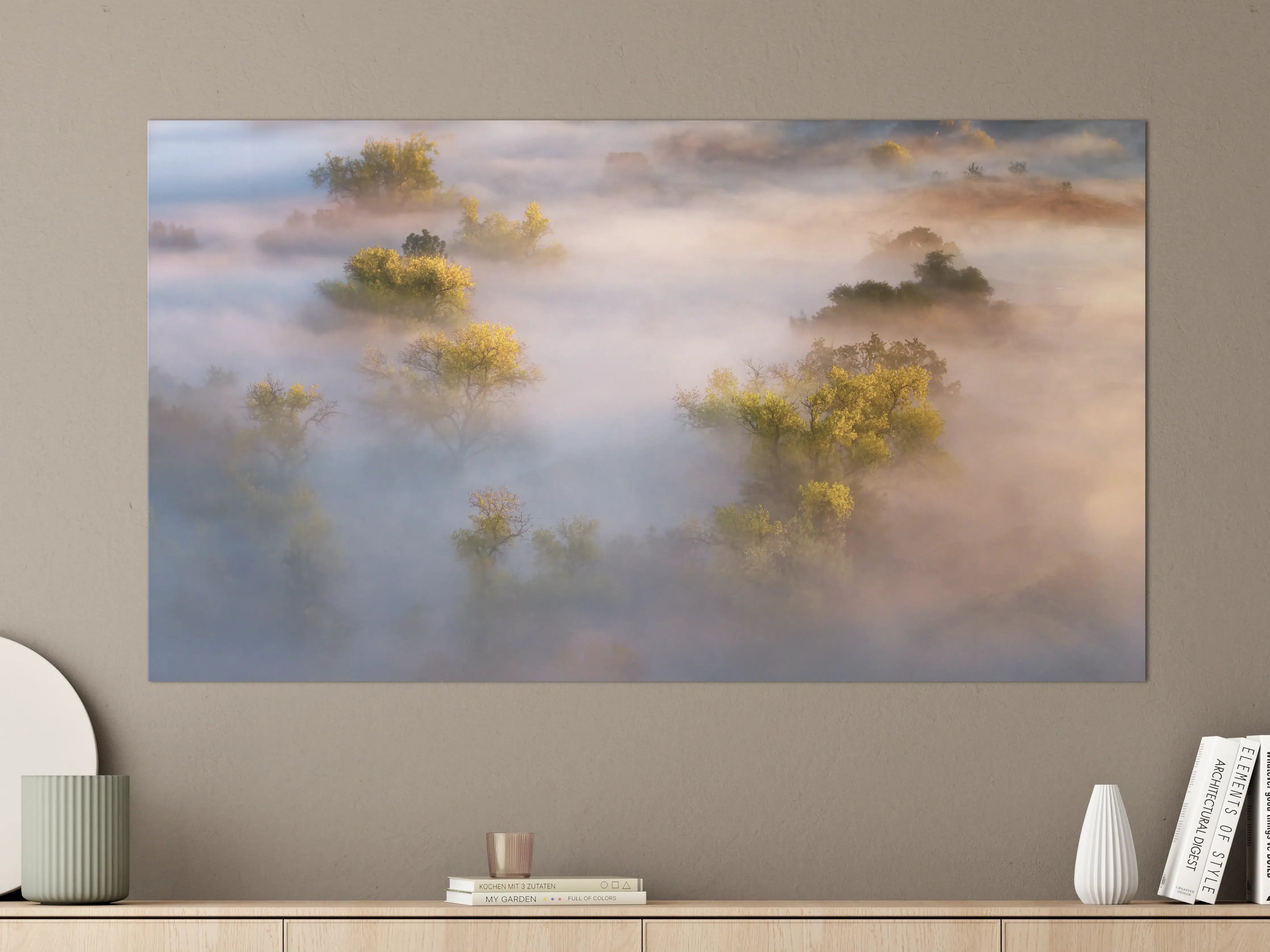 Große Wandbilder - Morgennebel über den Bäumen