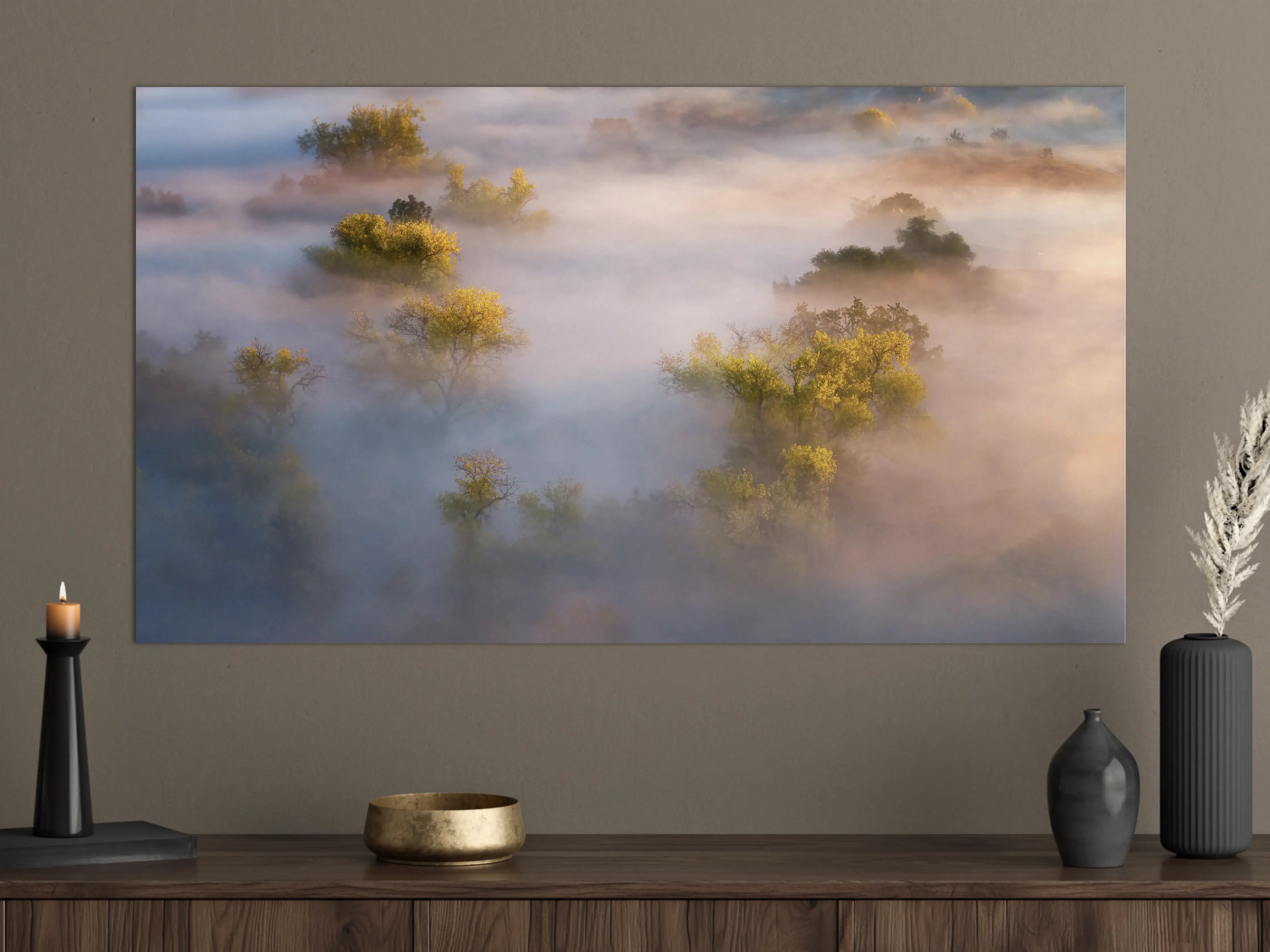 Große Wandbilder - Morgennebel über den Bäumen