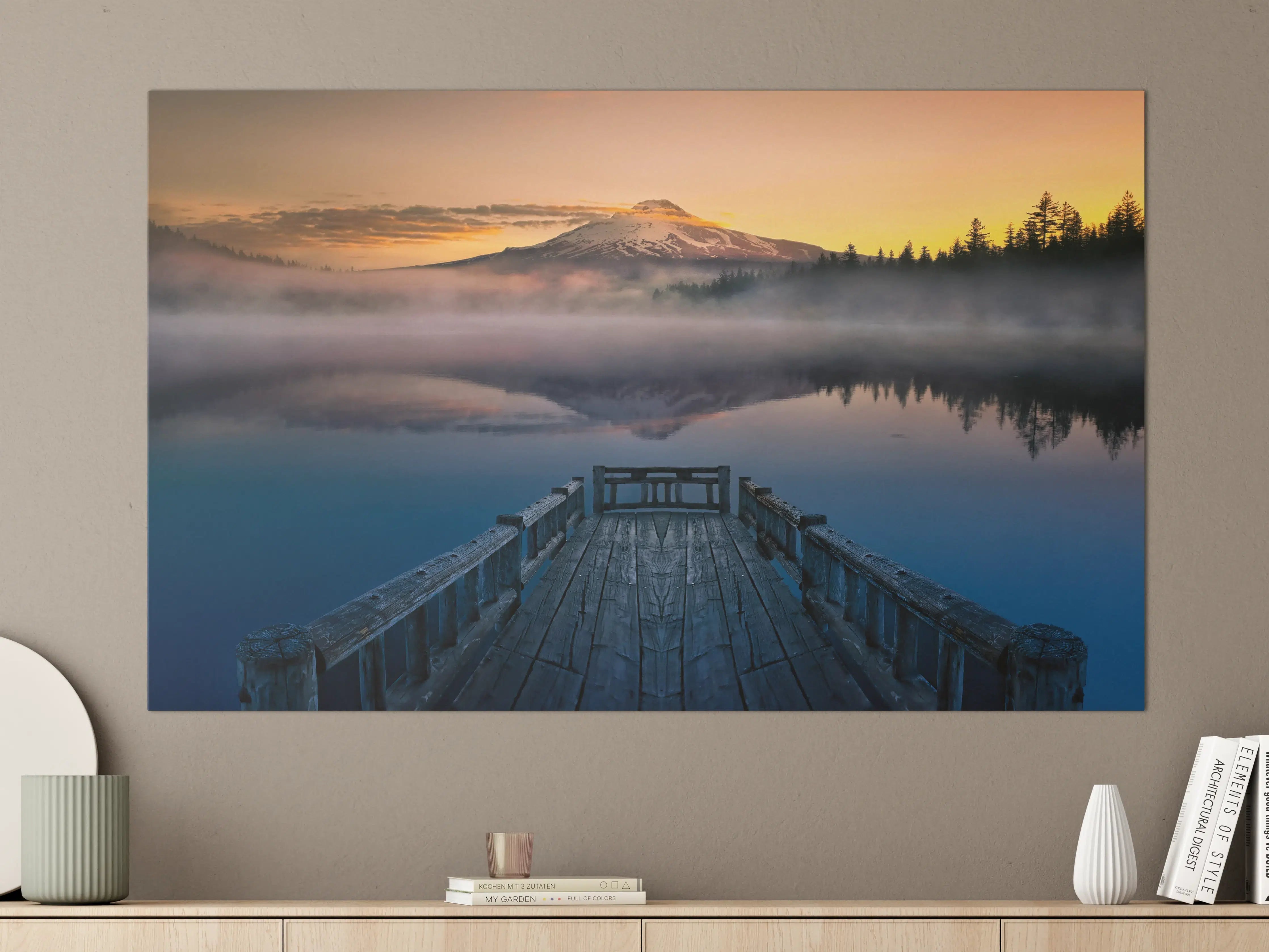 Große Wandbilder - Morgenstimmung am See mit Bergblick