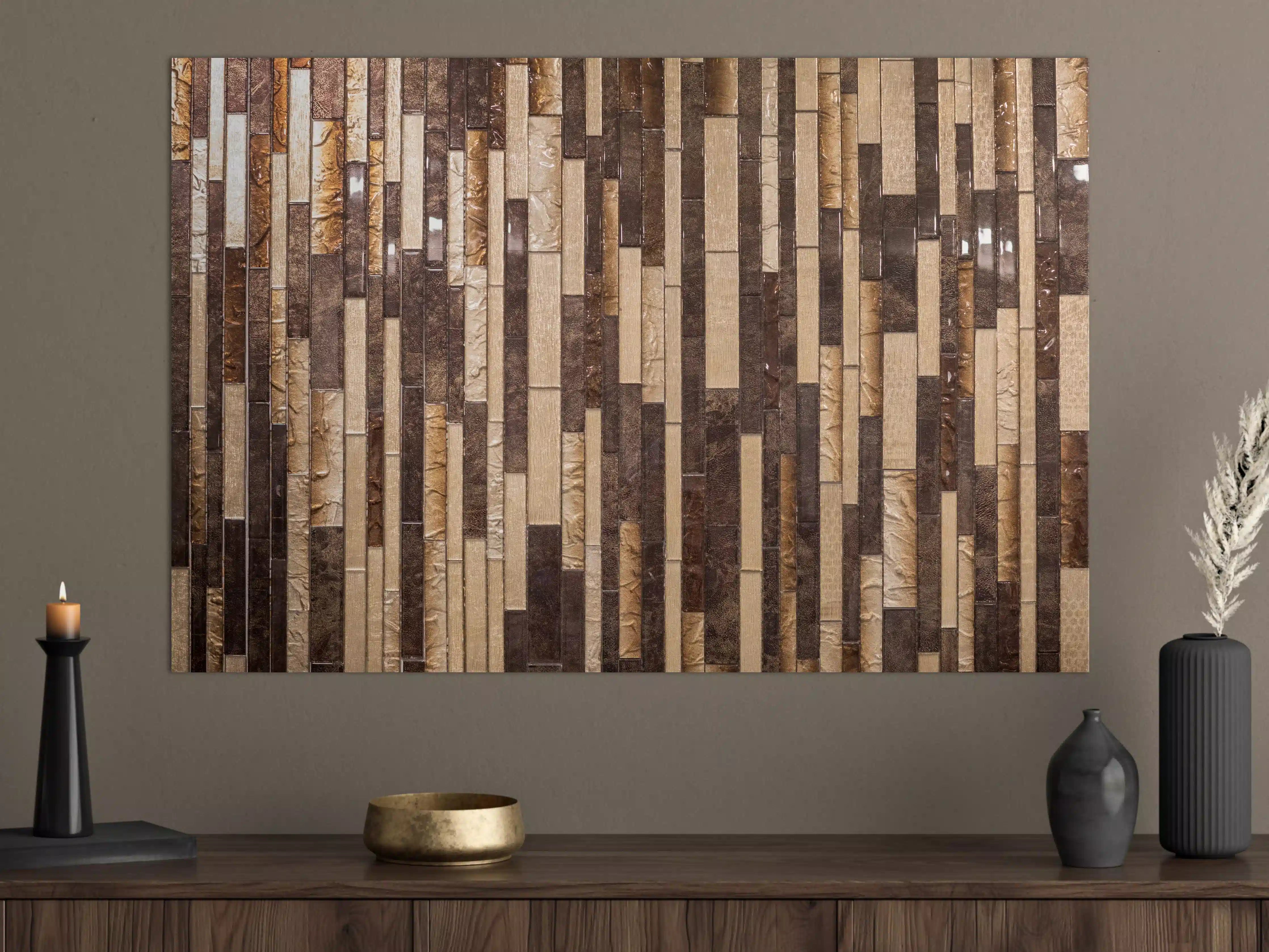 Große Wandbilder - Mosaik Holzoptik Braun Beige