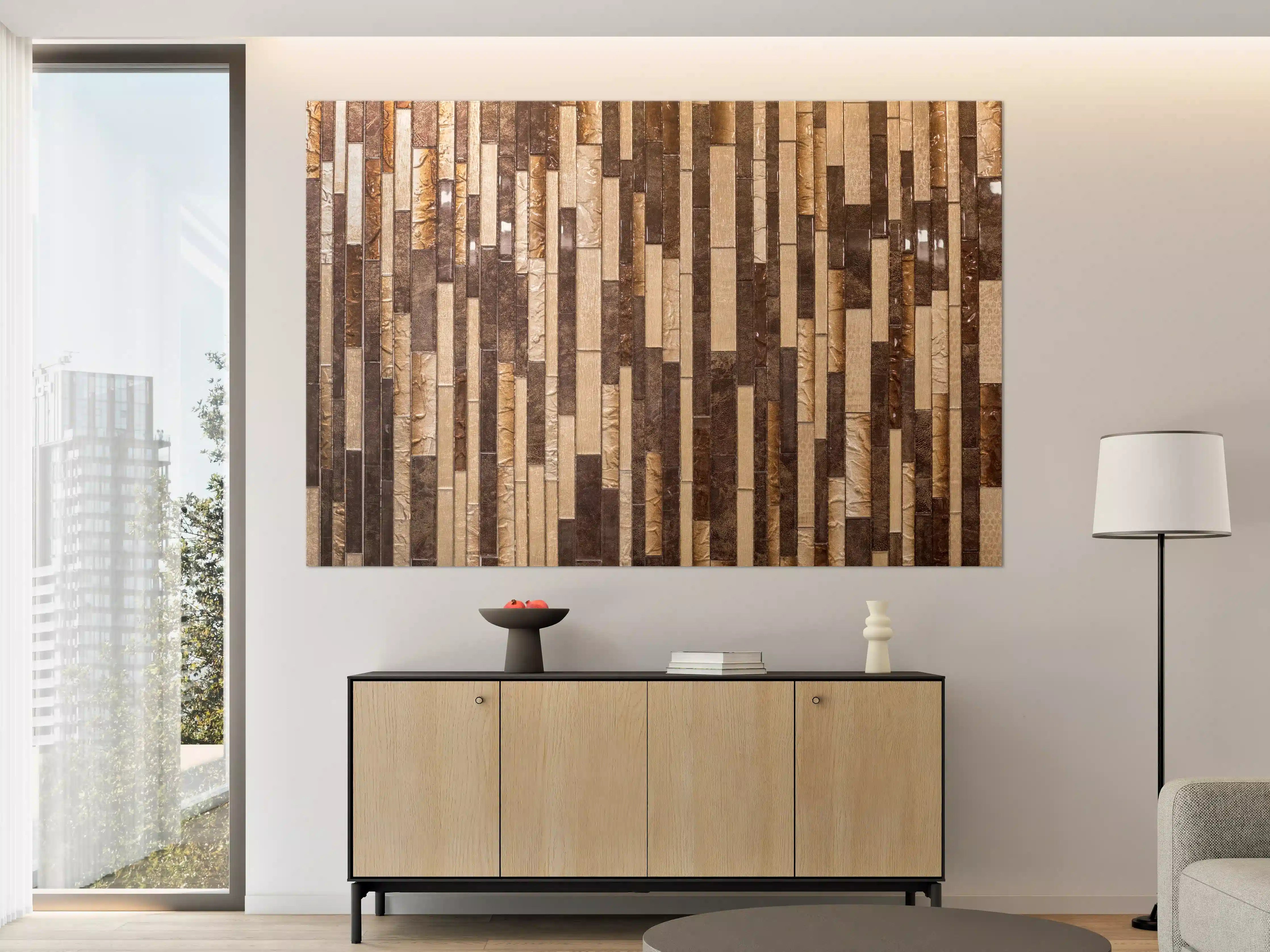 Große Wandbilder - Mosaik Holzoptik Braun Beige