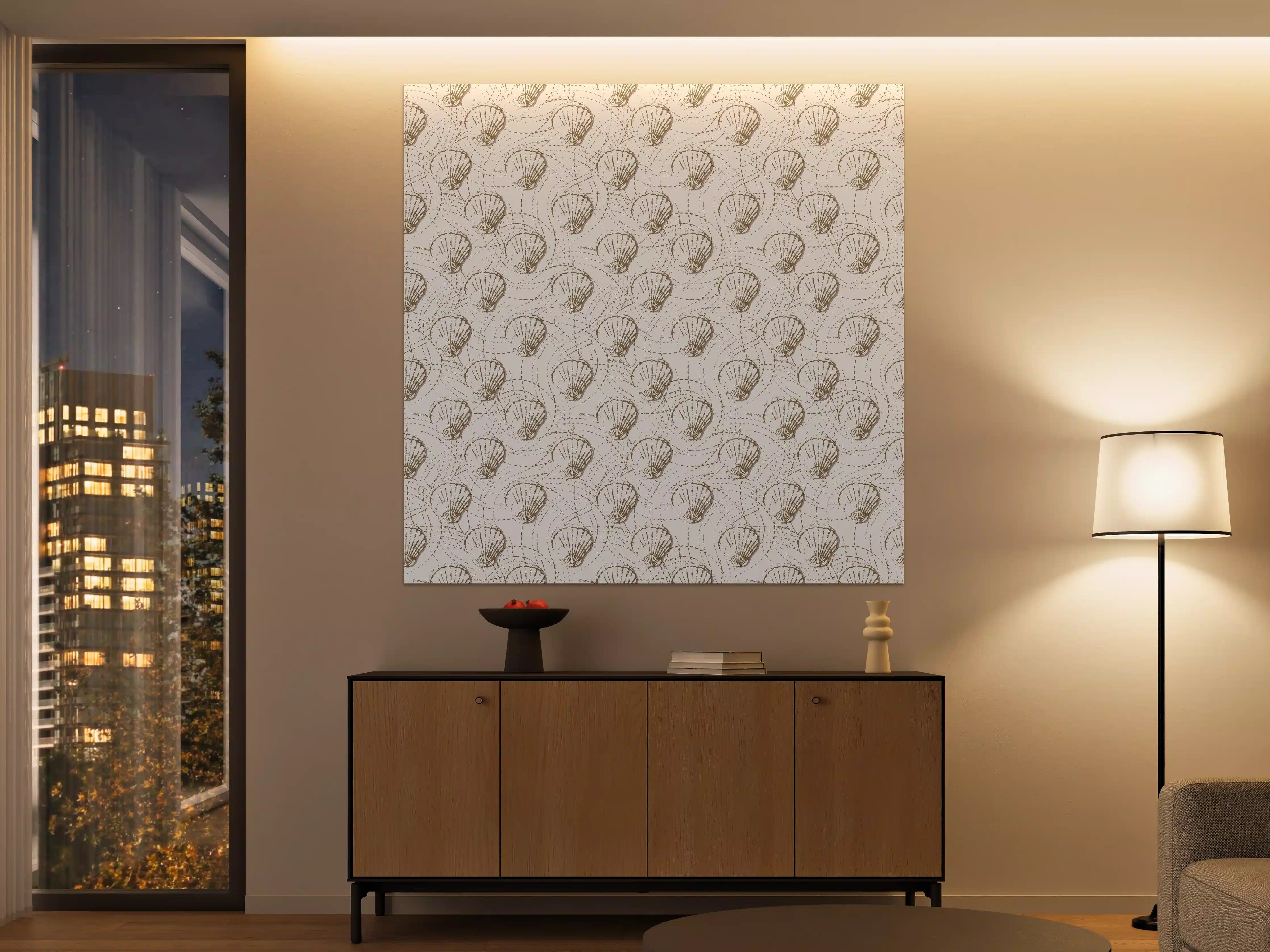 Große Wandbilder - Muschel-Muster Weiß-Beige