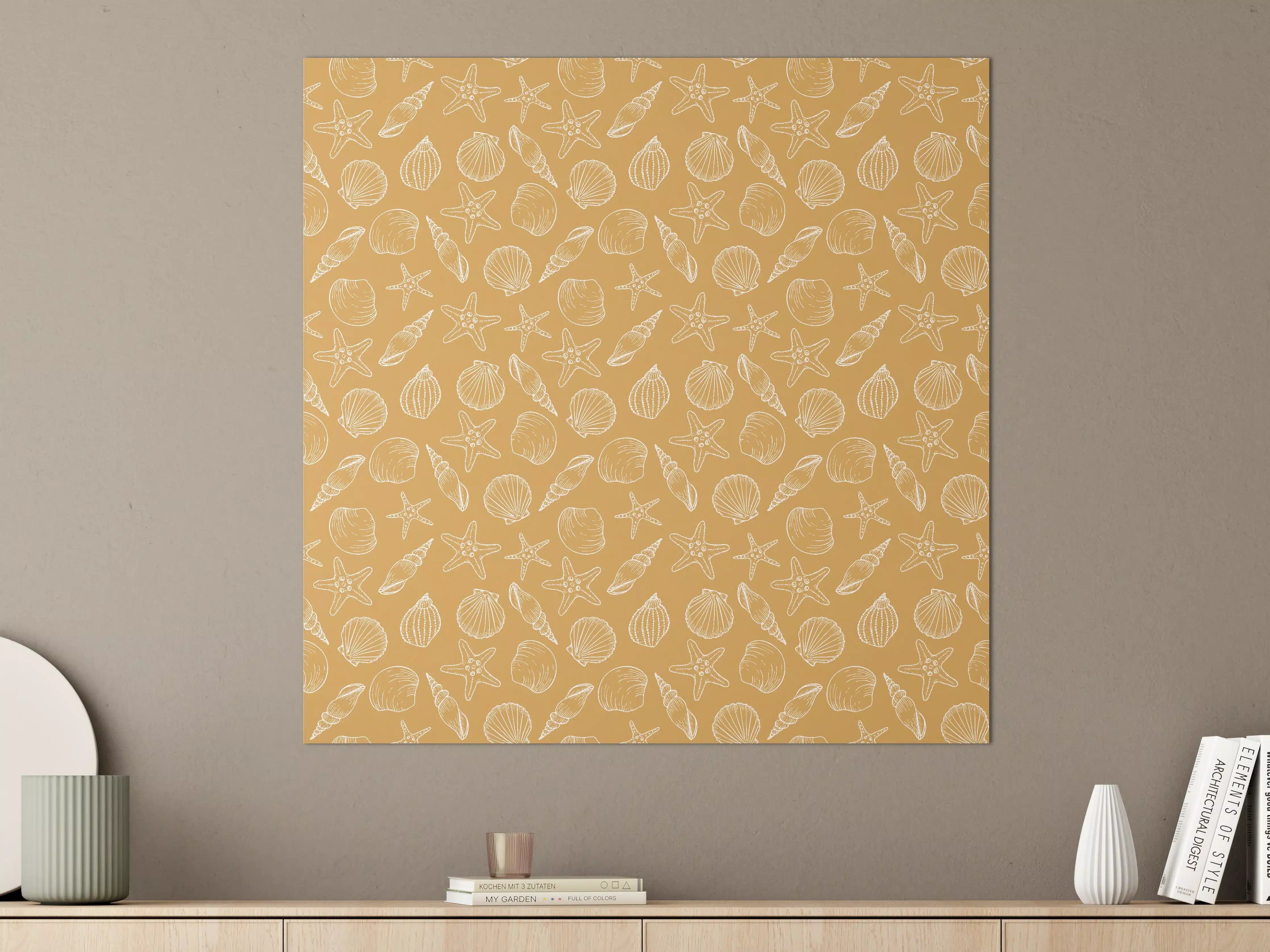 Große Wandbilder - Muschelmuster Amber-Beige