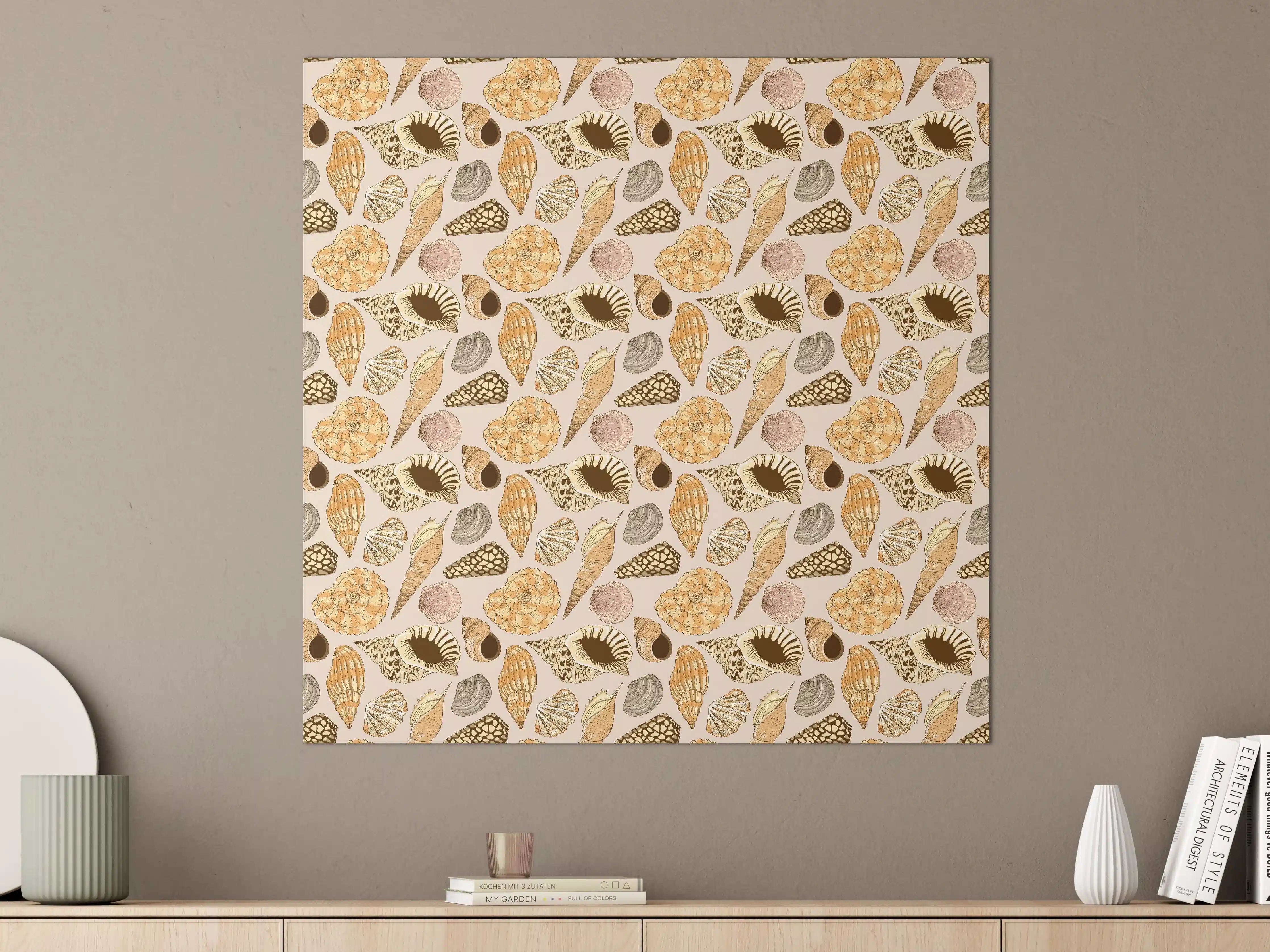 Große Wandbilder - Muschelmuster Beige-Orange