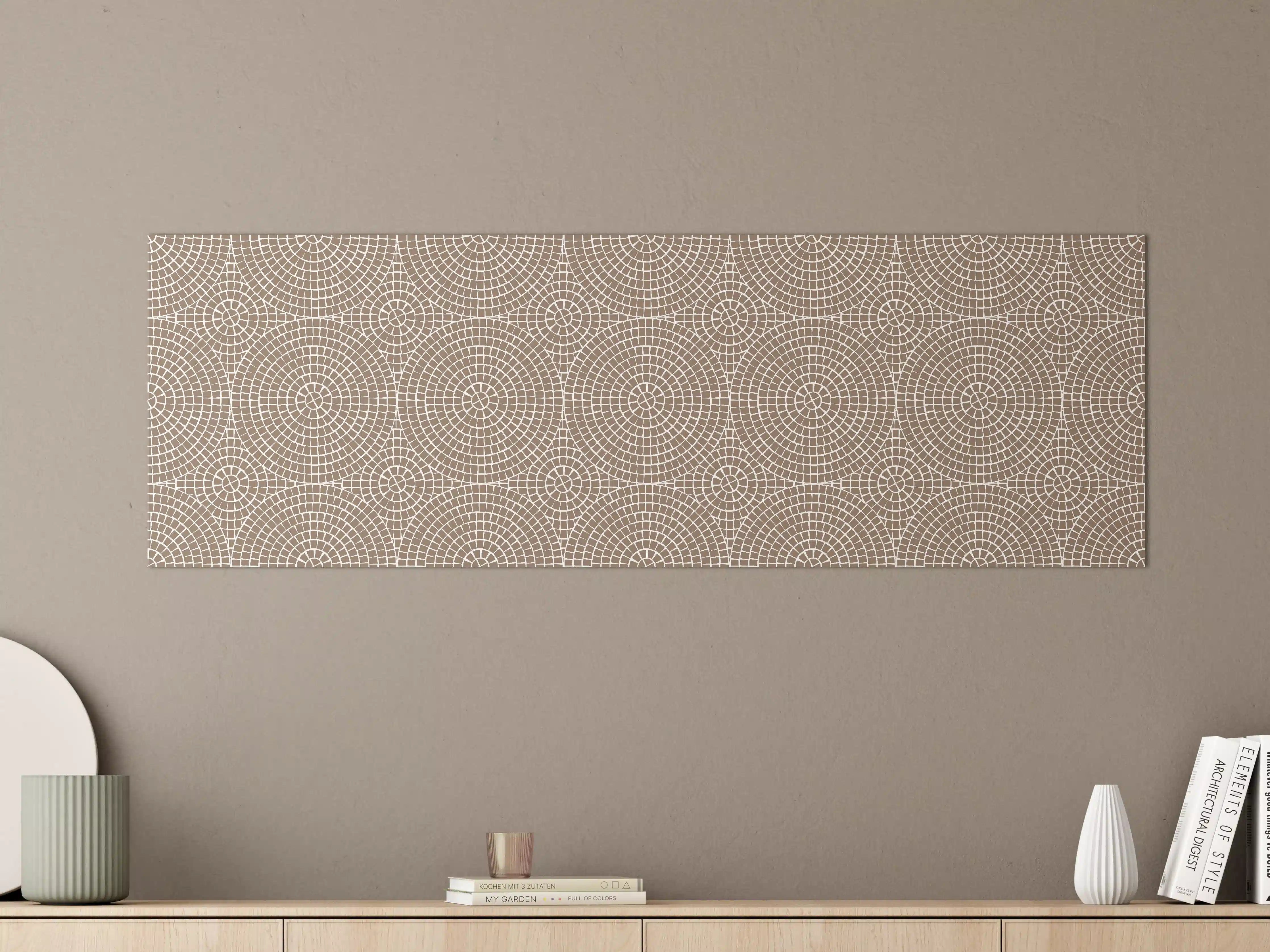 Große Wandbilder - Muster aus geometrischen Kreisen in Erdtönen
