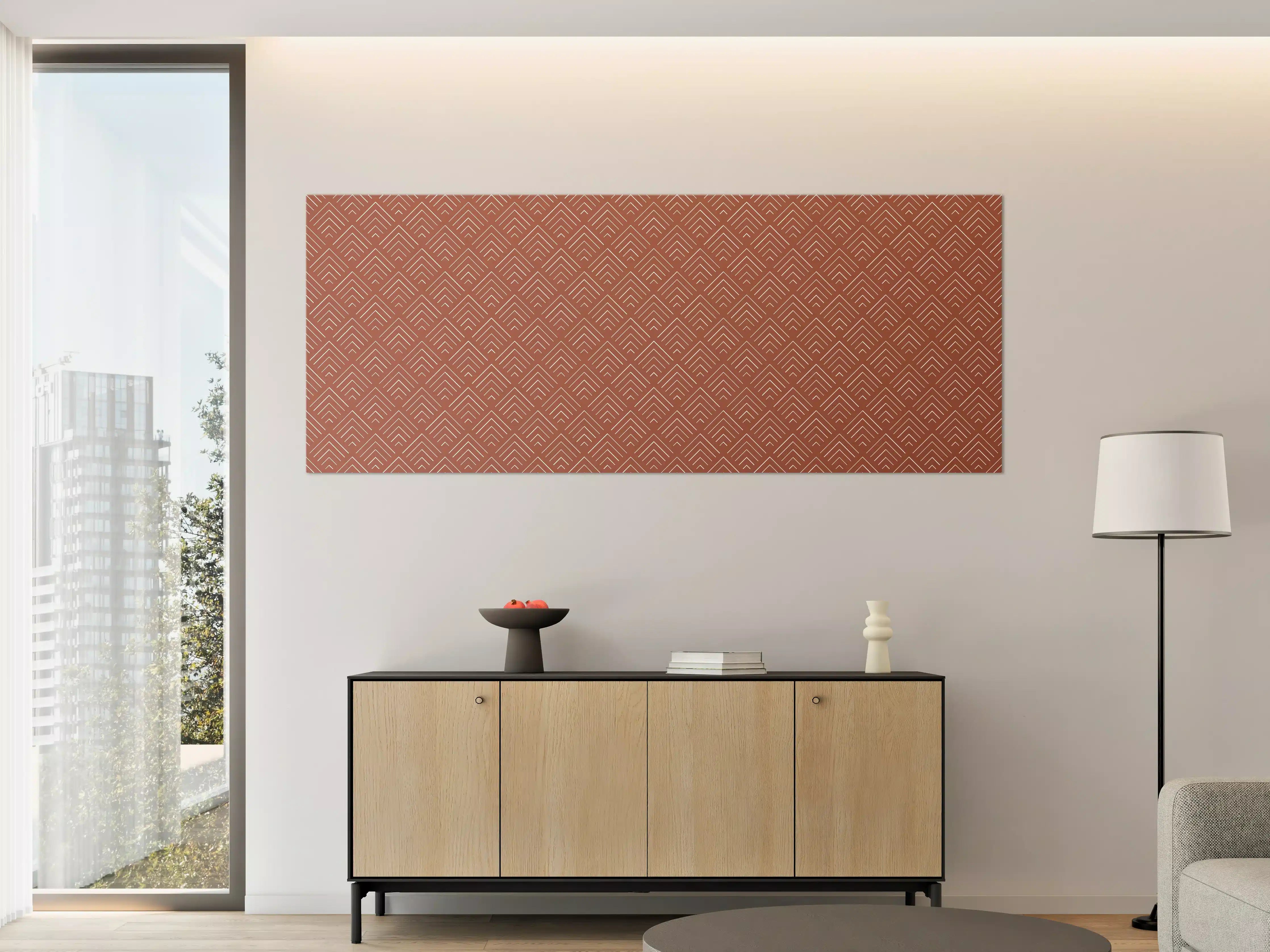 Große Wandbilder - Muster mit geometrischer Form in Kupfer-Tönen