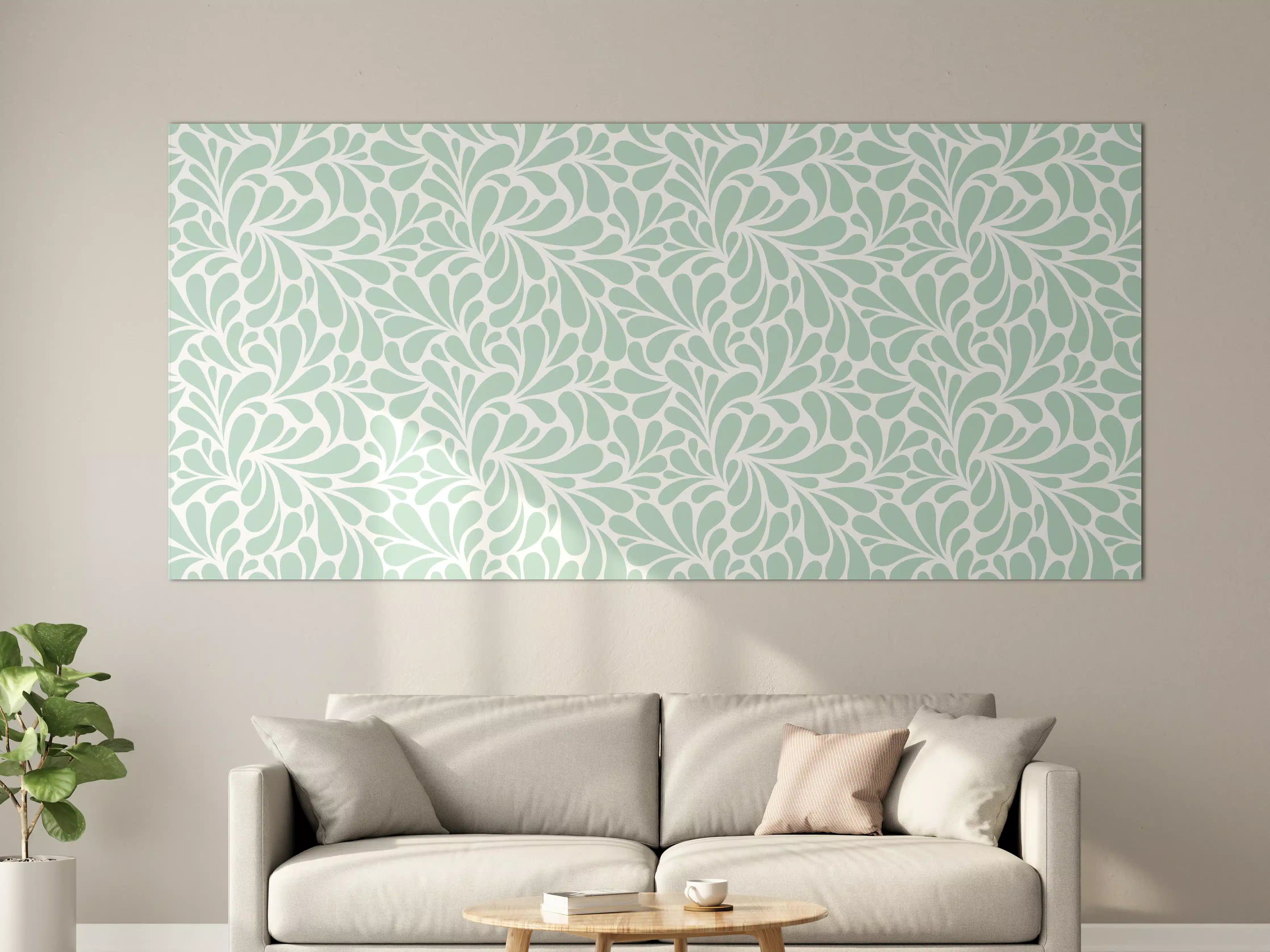 Große Wandbilder - Musterhafte Flächendekoration in Hellblau Mint