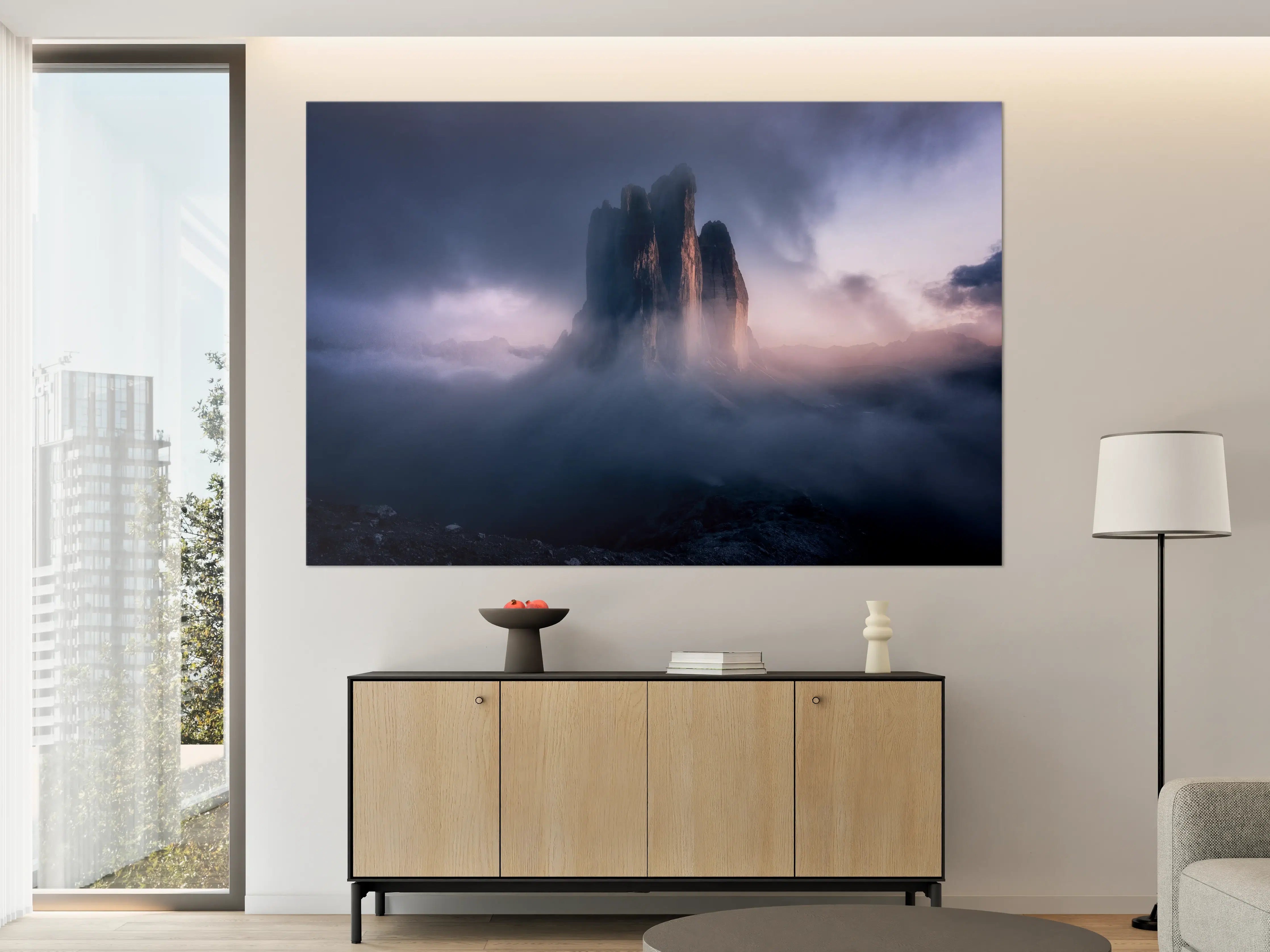 Große Wandbilder - Mystische Berggipfel im Nebel