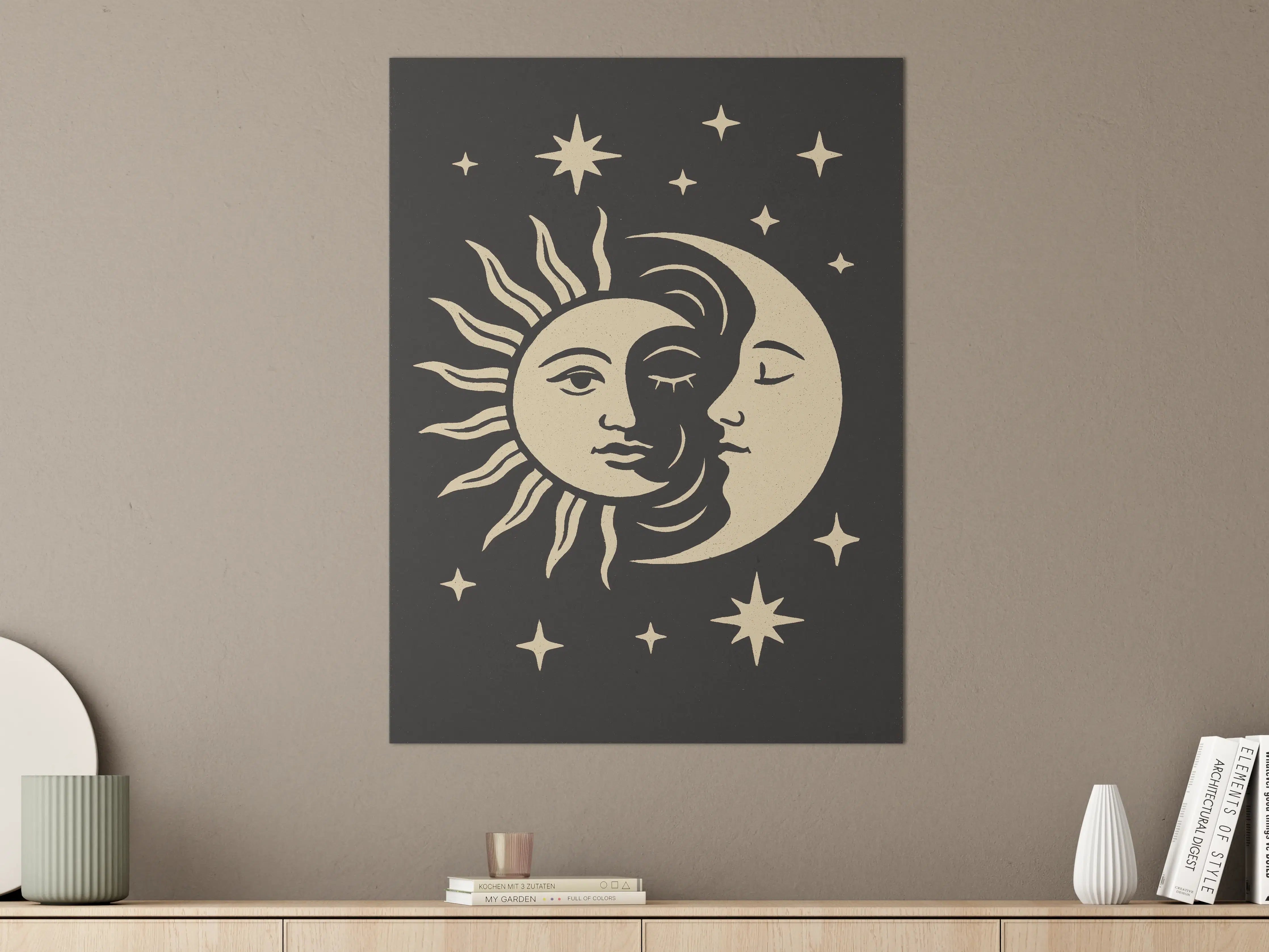 Große Wandbilder - Mystische Sonnen-Mond-Stern-Konstellation
