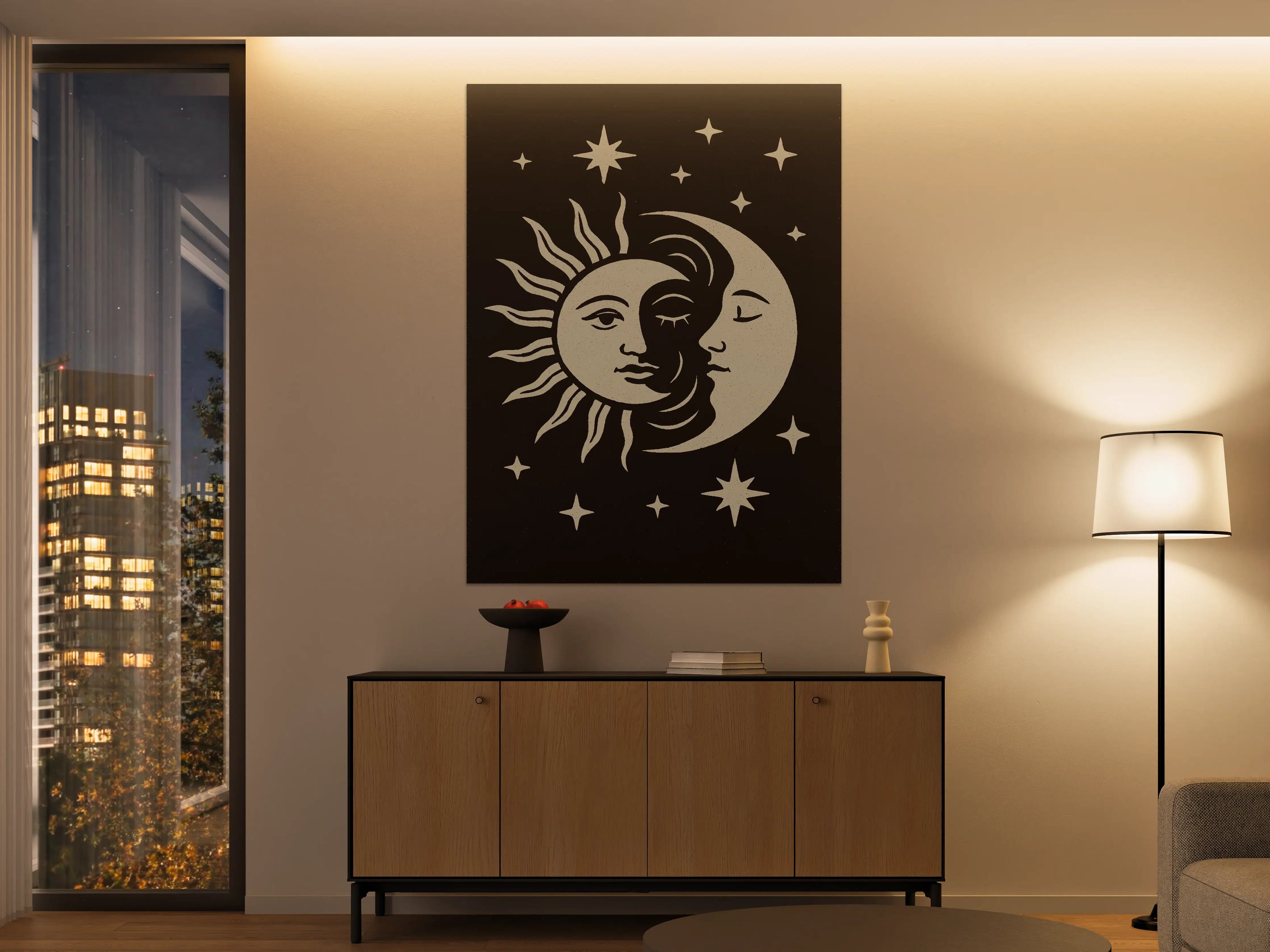 Große Wandbilder - Mystische Sonnen-Mond-Stern-Konstellation