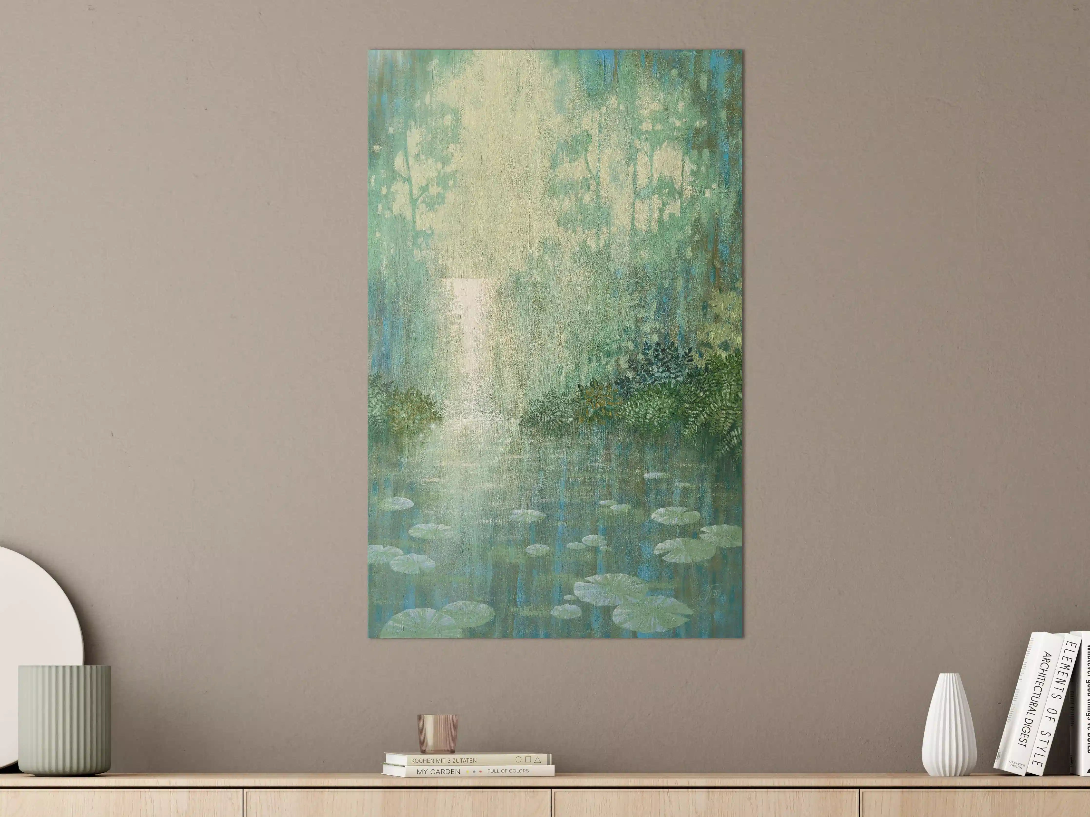 Große Wandbilder - Mystische Wasserlandschaft mit Seerosen