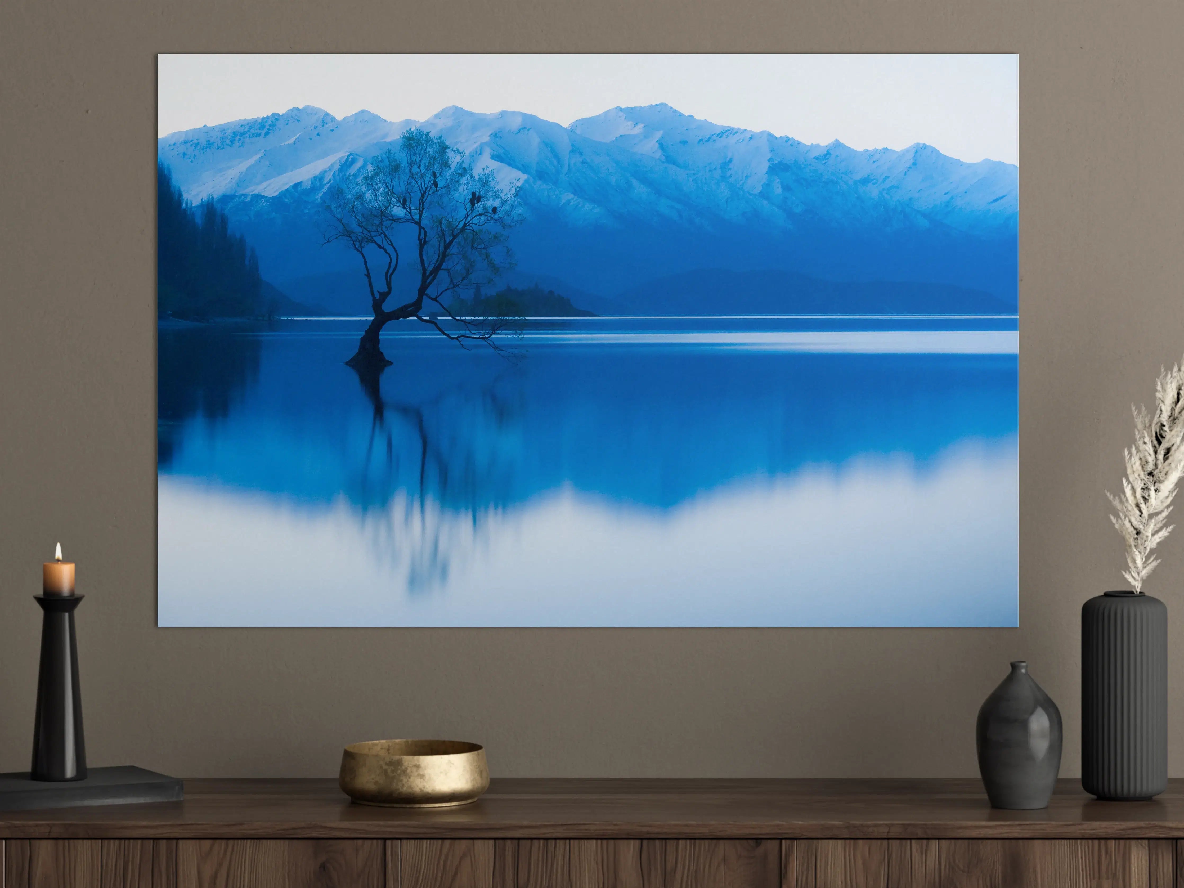 Große Wandbilder - Mystischer Bergsee in Blau