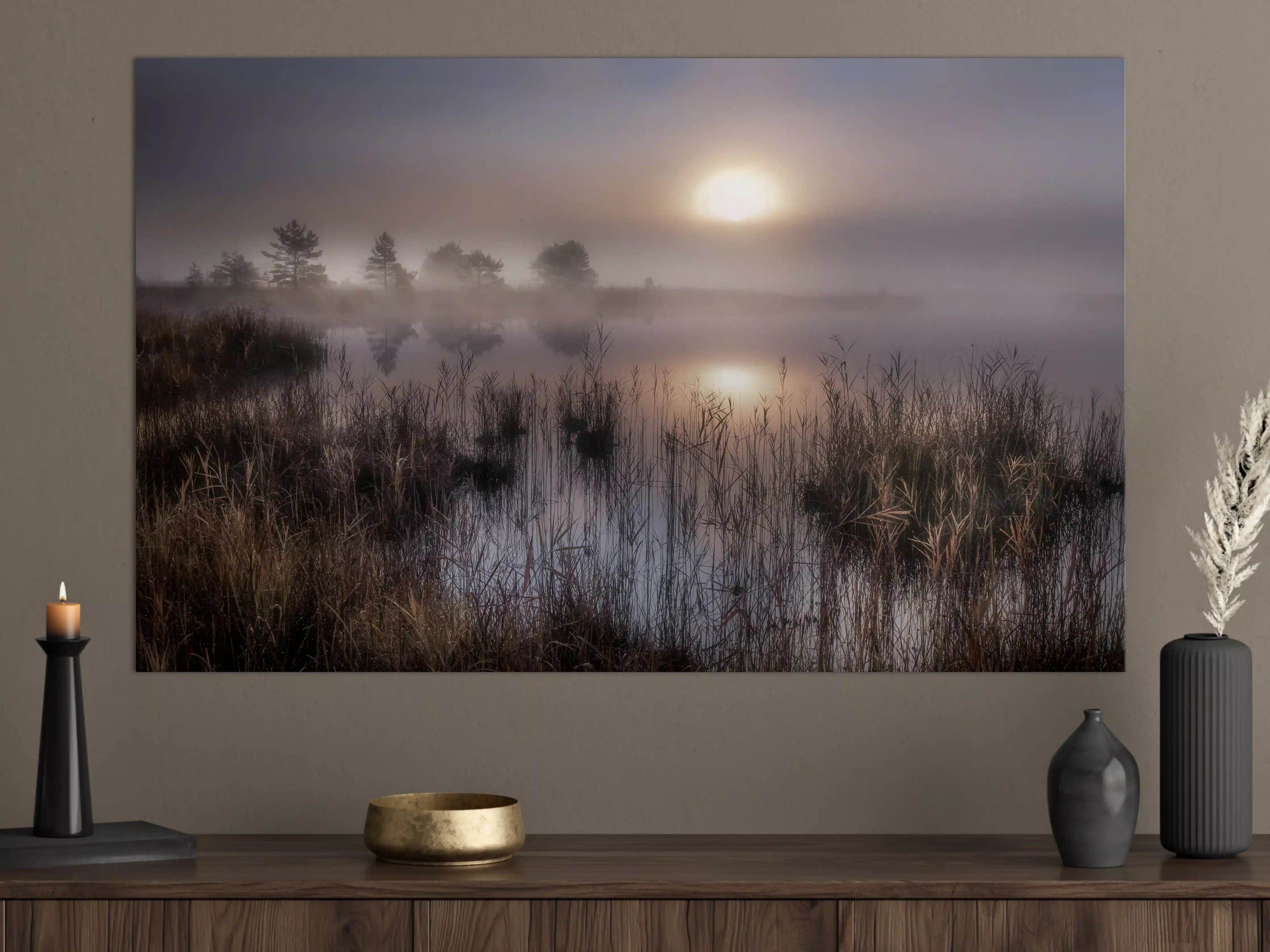 Große Wandbilder - Mystischer Nebel am Flussufer