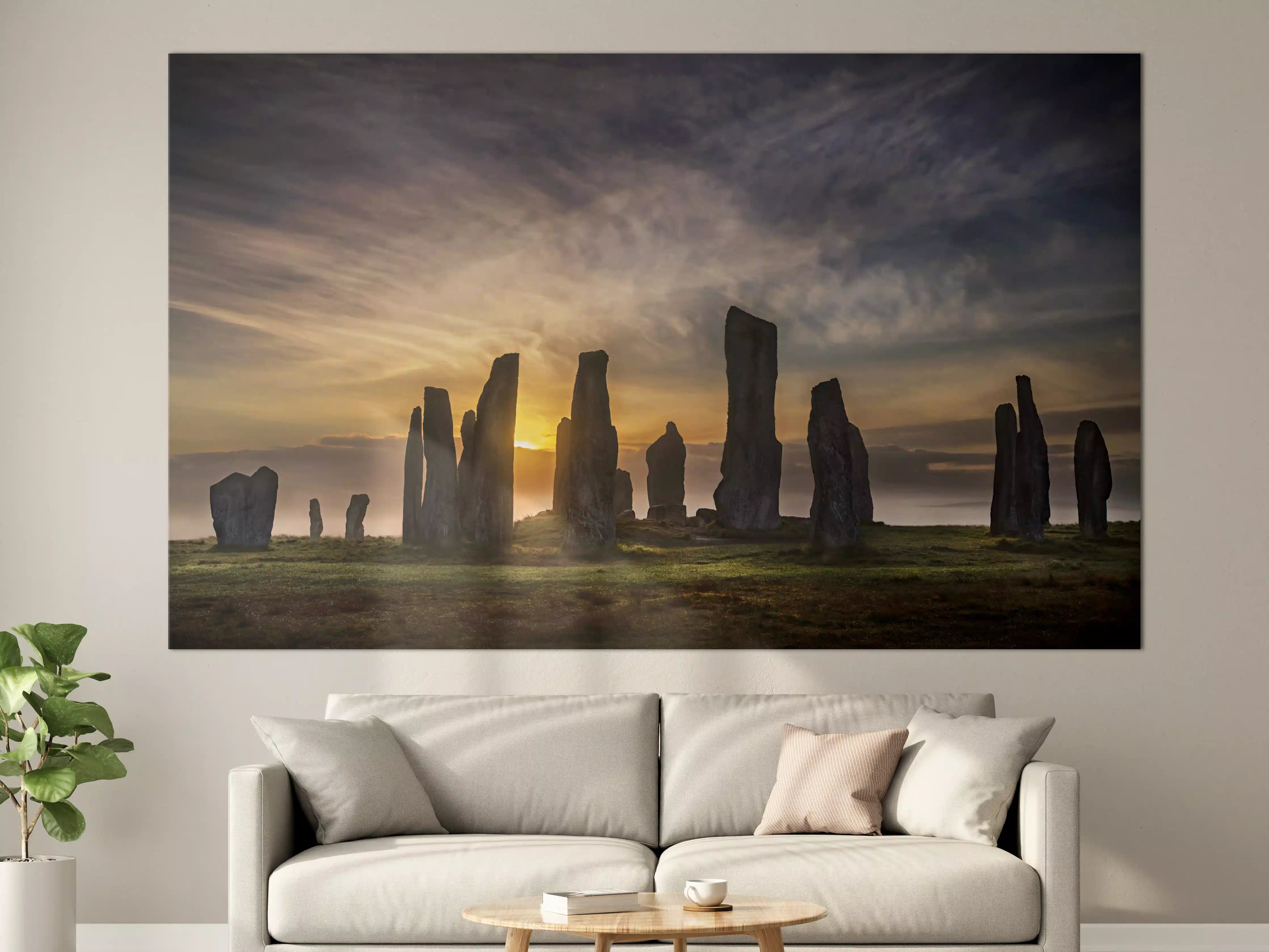 Große Wandbilder - Mystischer Sonnenaufgang über Steinkreis