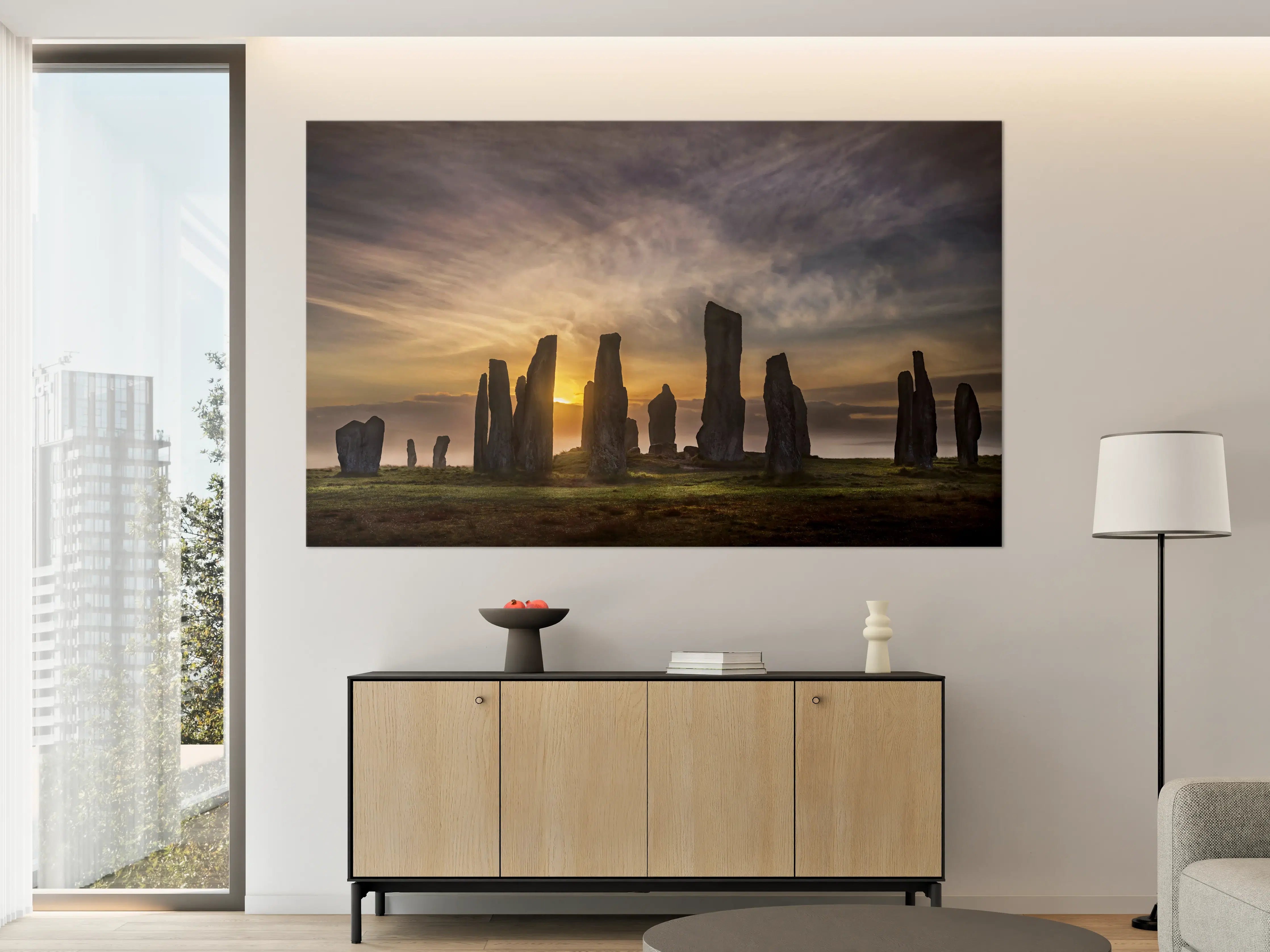 Große Wandbilder - Mystischer Sonnenaufgang über Steinkreis