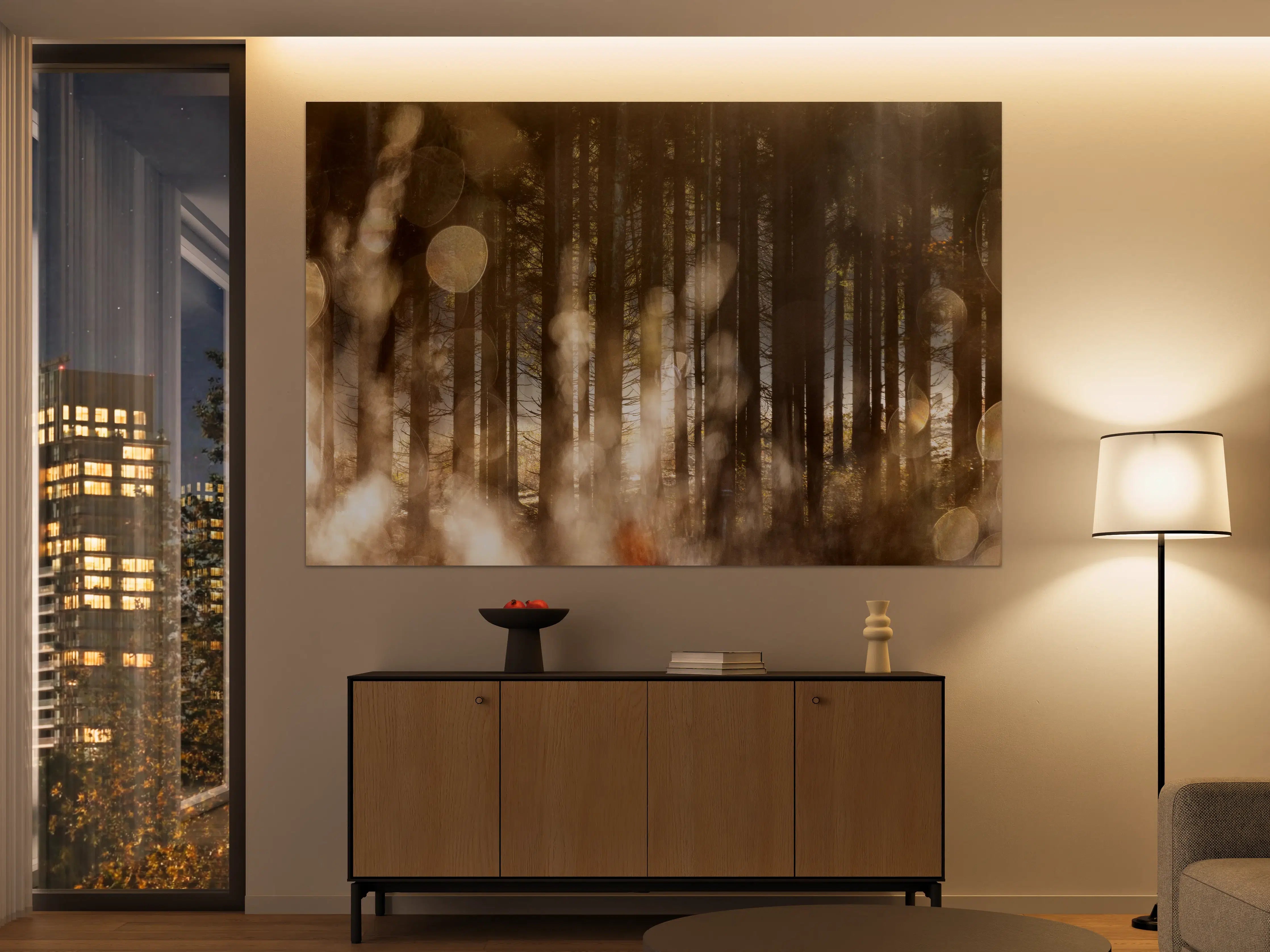 Große Wandbilder - Mystischer Waldboden mit Sonnenlicht-Effekten