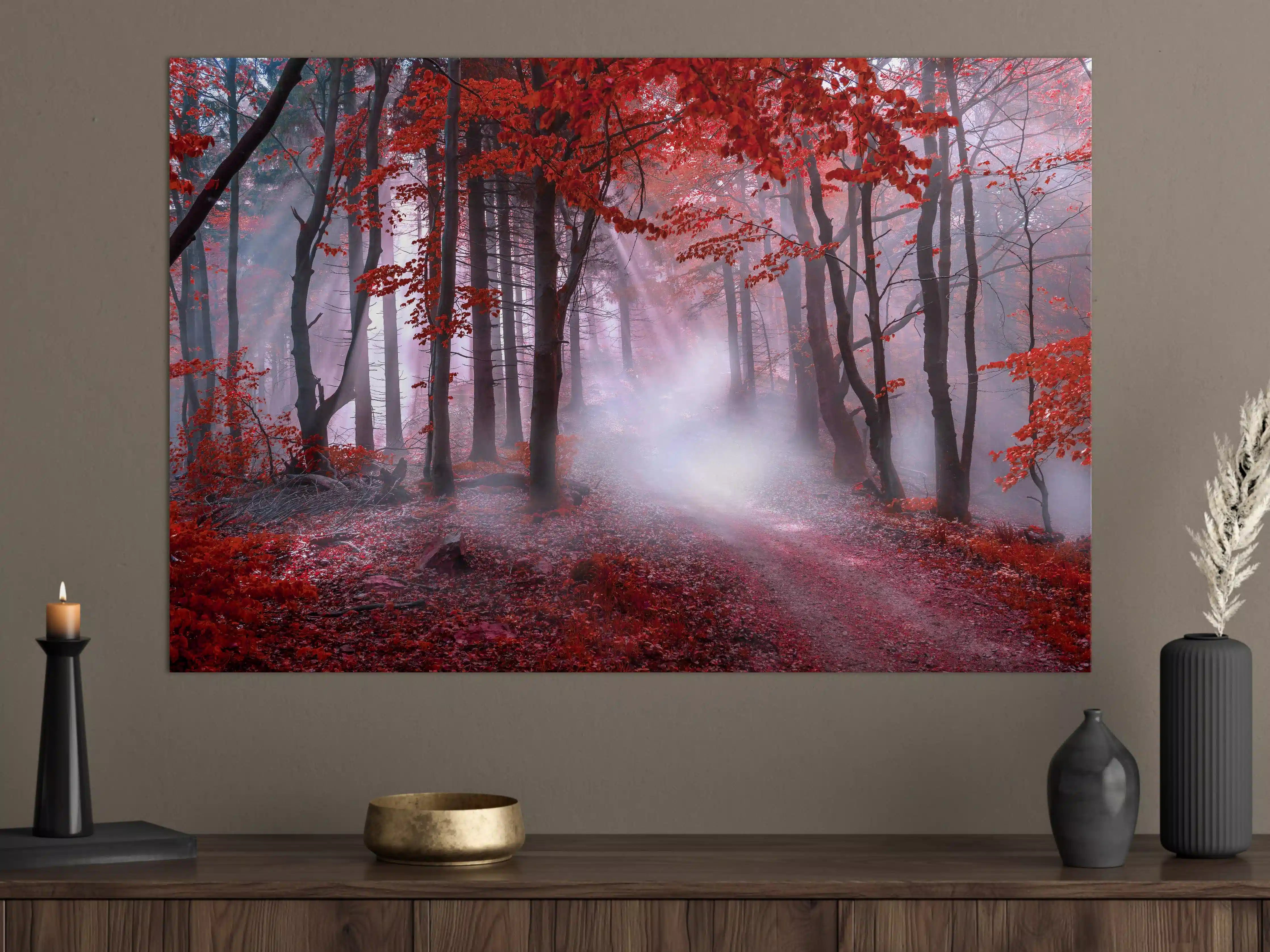 Große Wandbilder - Mystischer roter Wald