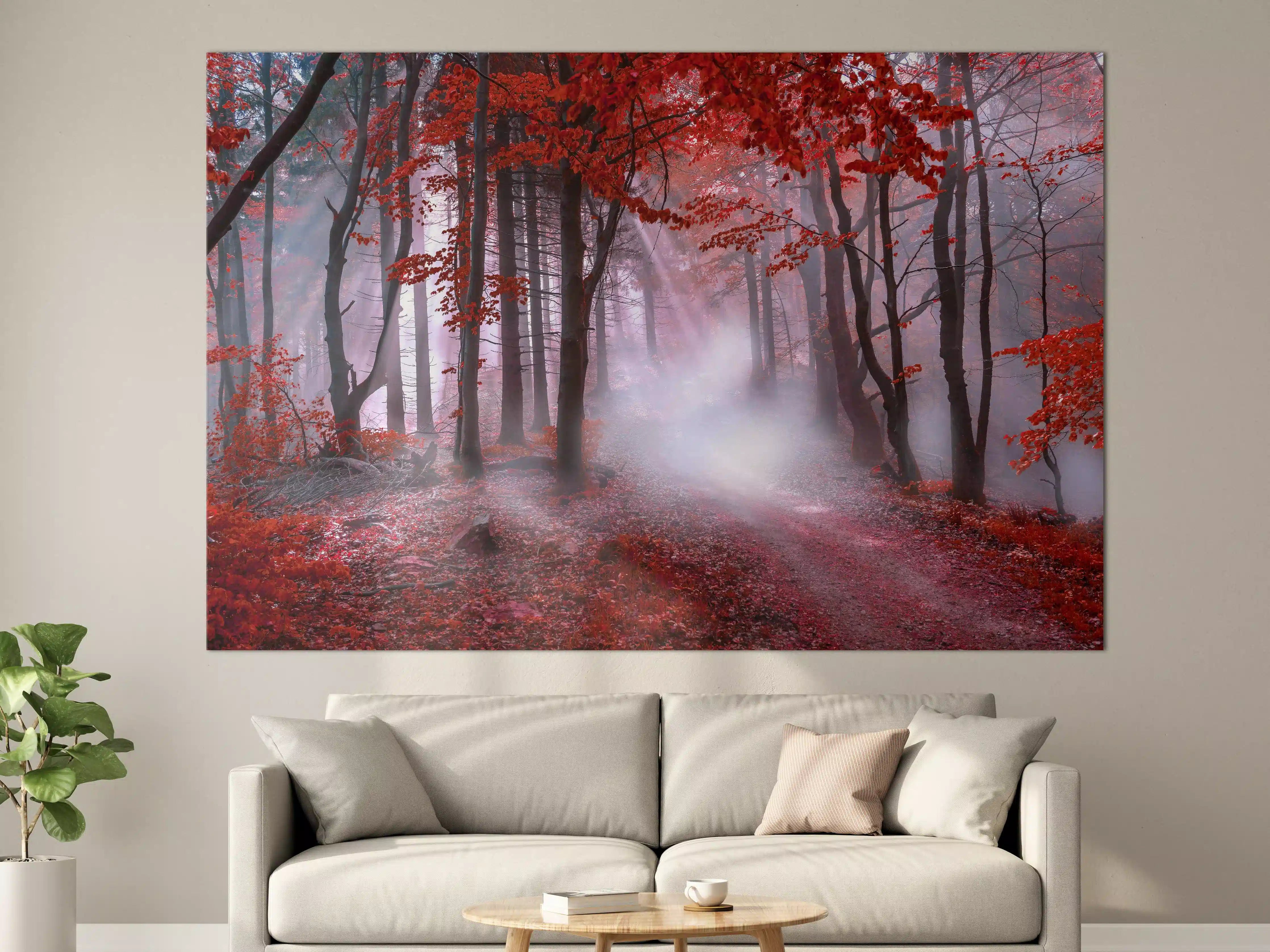 Große Wandbilder - Mystischer roter Wald