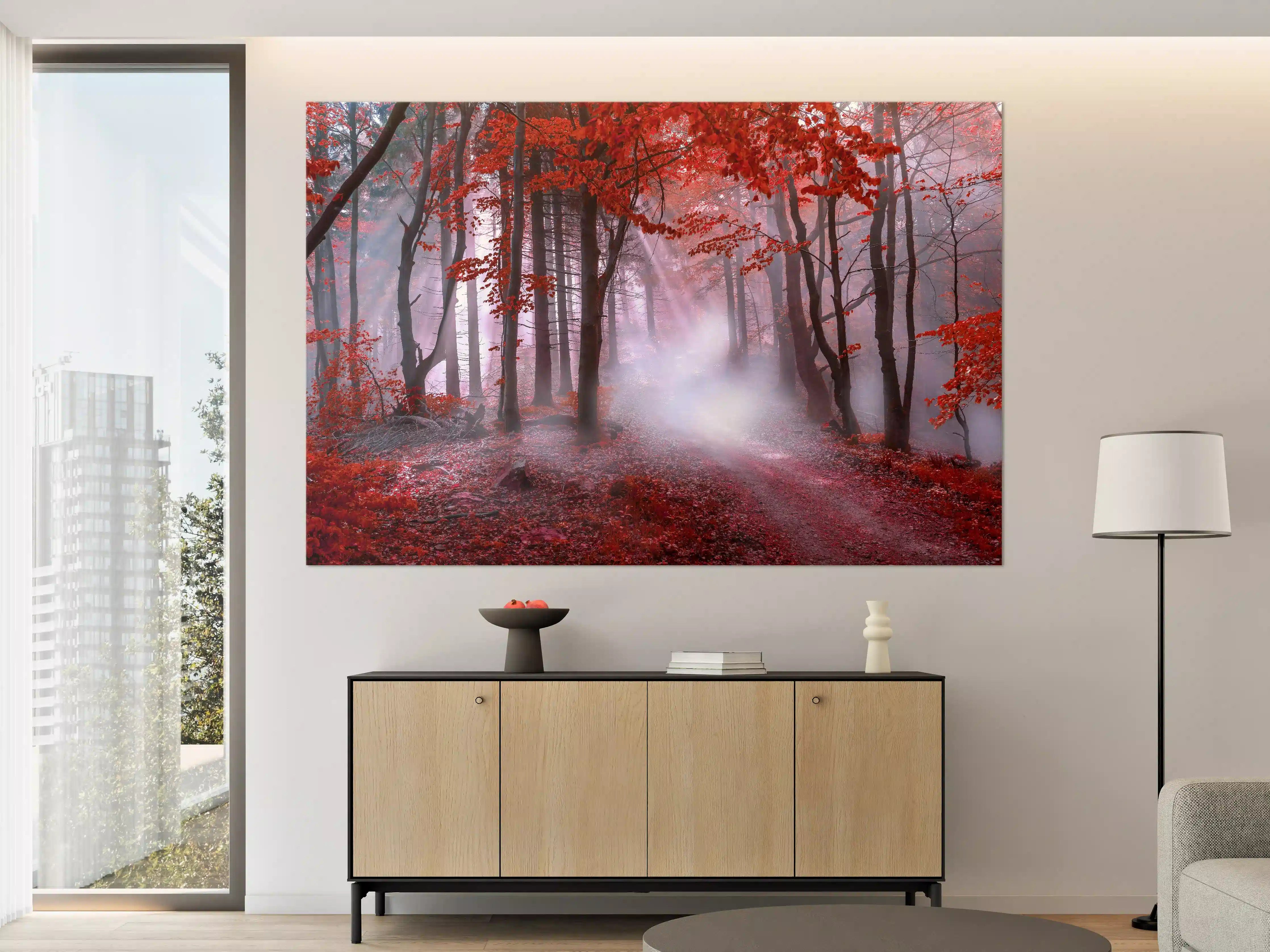 Große Wandbilder - Mystischer roter Wald
